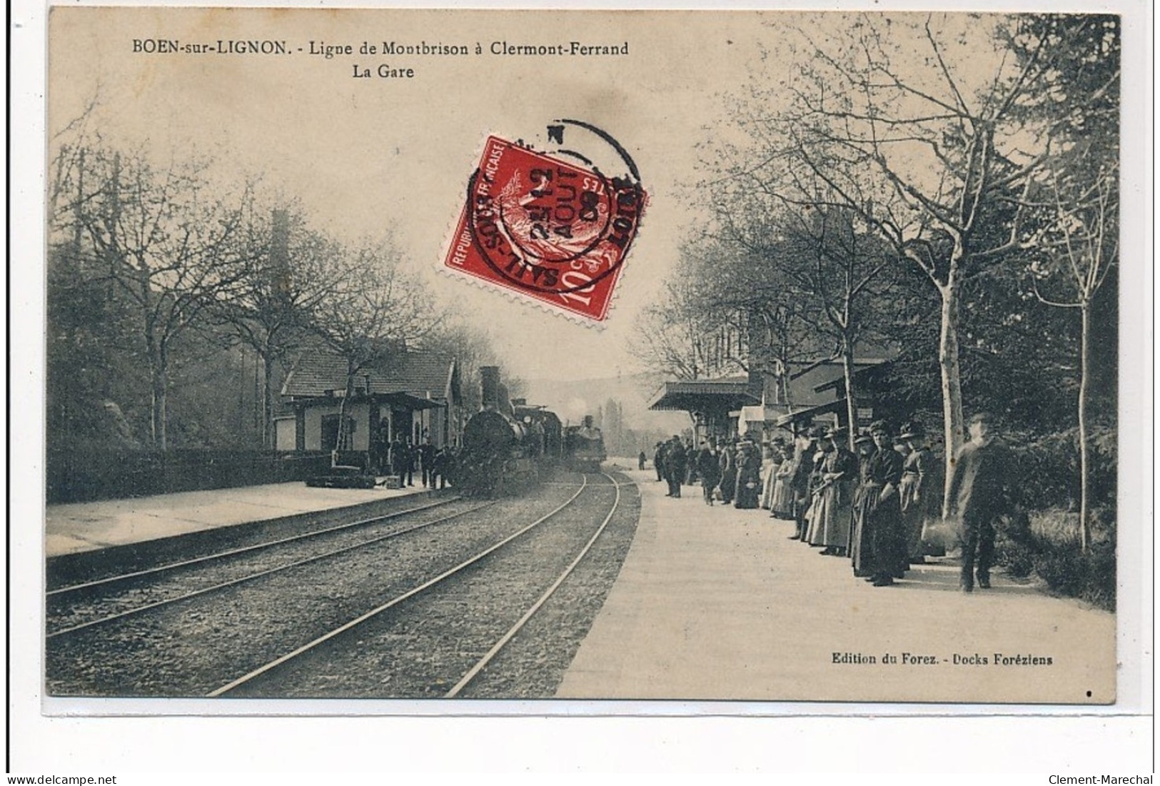 BOEN-sur-LIGNON : Ligne De Montbrison à Clermont-ferrand, La Gare - Tres Bon Etat - Autres & Non Classés