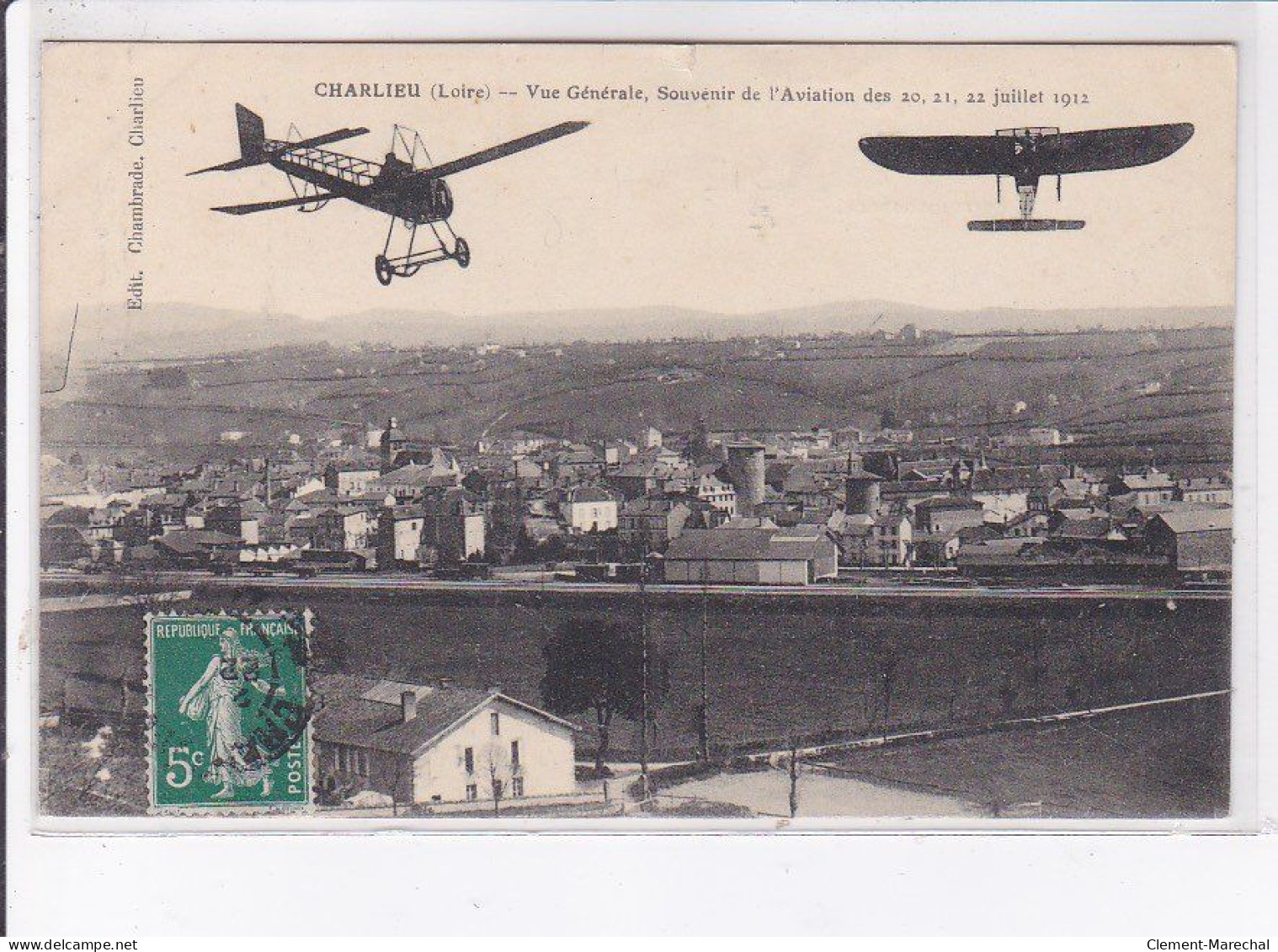 CHARLIEU: Vue Générale, Souvenir De L'aviation Juillet 1912 - Très Bon état - Charlieu
