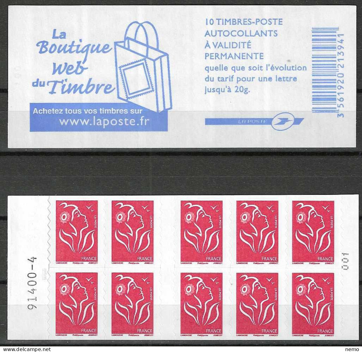 3744A-C1 CARNET  MARIANNE DE LAMOUCHE Phil@poste - Modernos : 1959-…