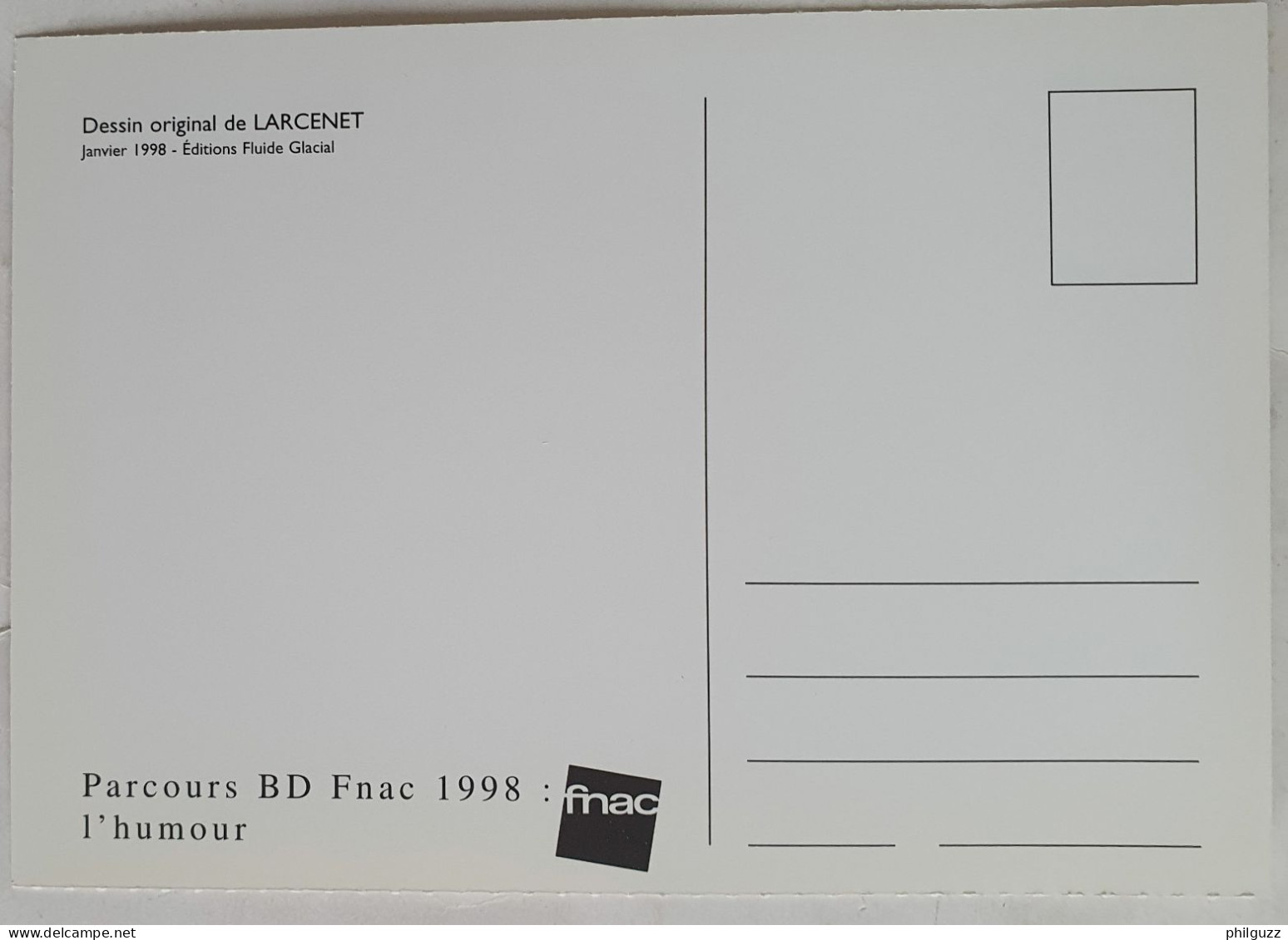 CARTE POSTALE LARCENET PARCOURS BD FNAC 1998 - Ansichtskarten