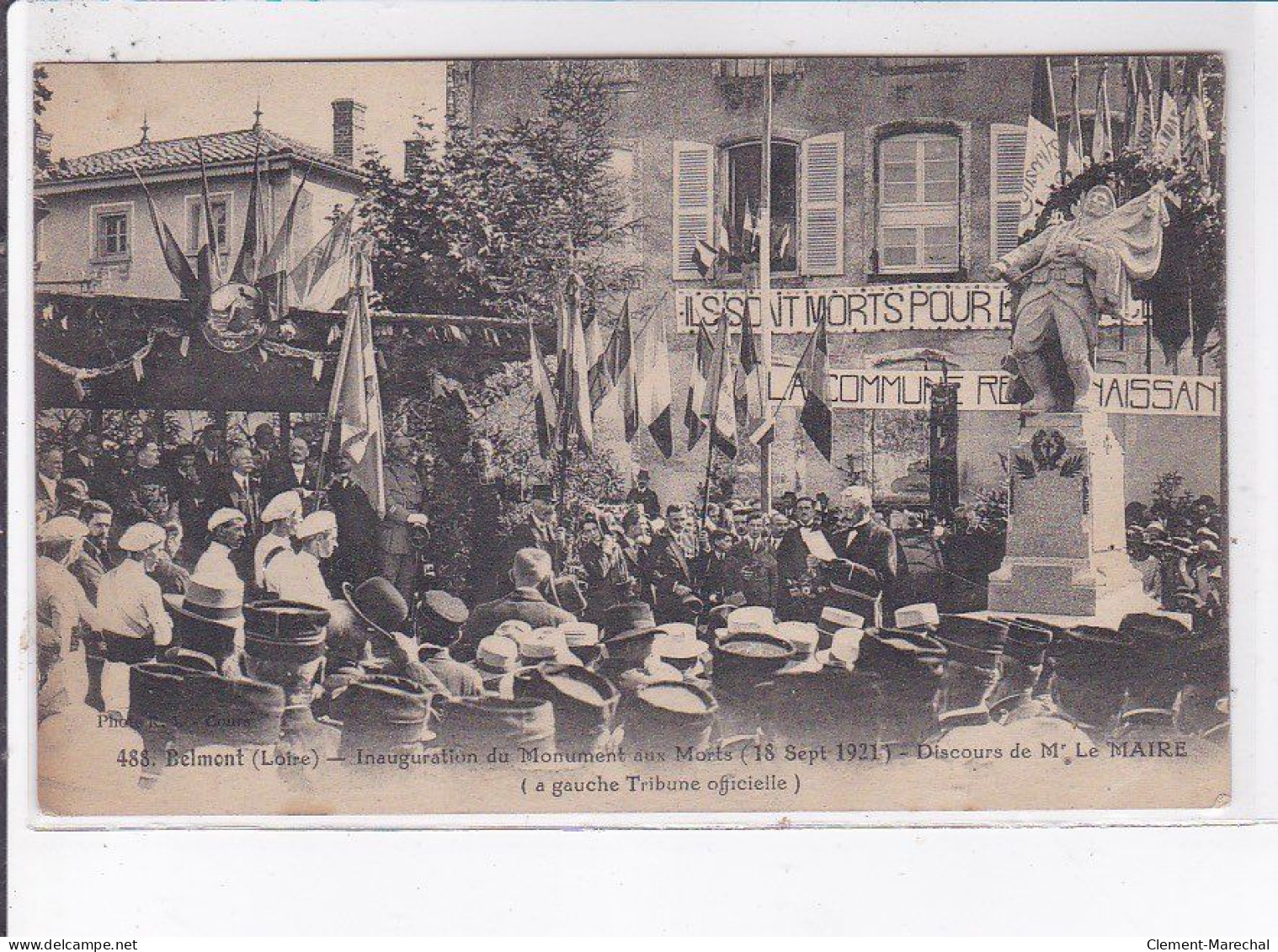 BELMONT: Inauguration Du Monument Aux Morts 1921, Discours De Mr. Le Maire - Très Bon état - Belmont De La Loire