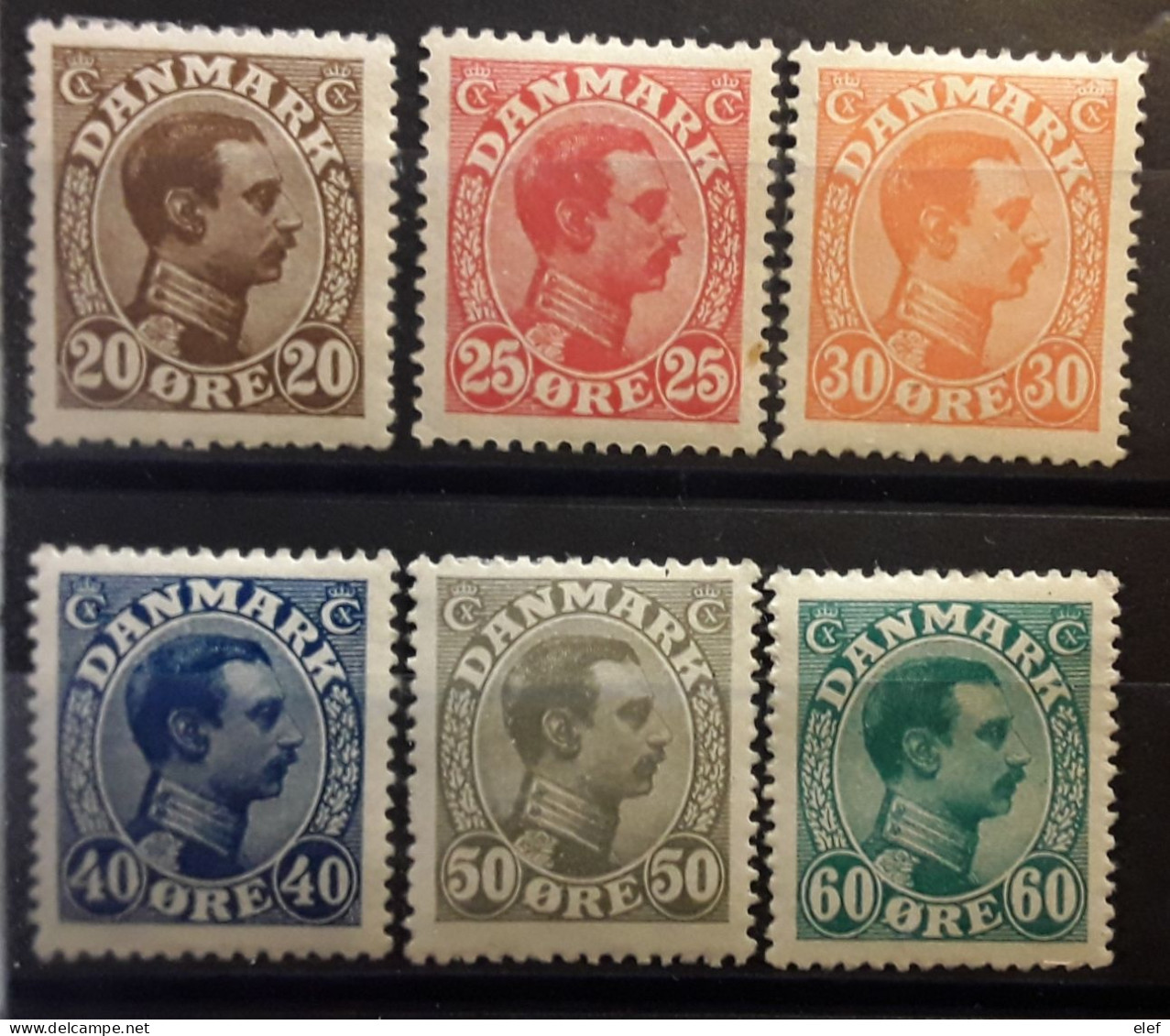 DANMARK DANEMARK 1921 , Christian X,  6 Timbres Yvert 137,139,141,143,145,146,  Neufs * MH TB - Neufs