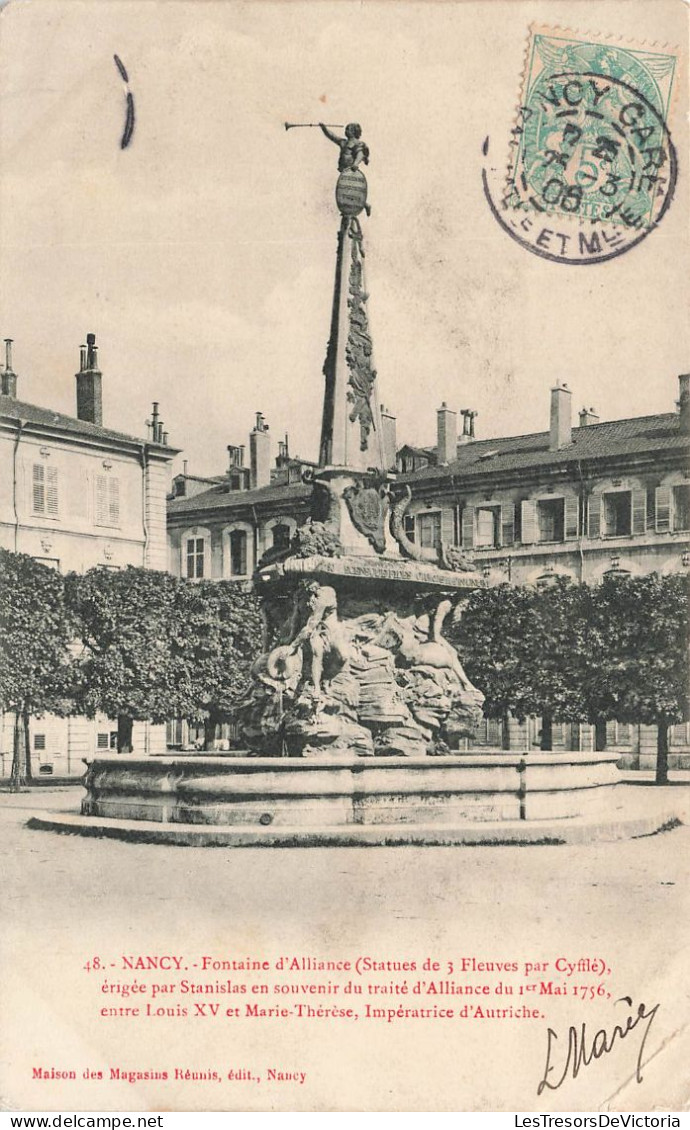 FRANCE - Nancy - Fontaine D'Alliance (Statues De 3 Fleuves Par Cyfflé) - Vue Générale - Carte Postale Ancienne - Nancy