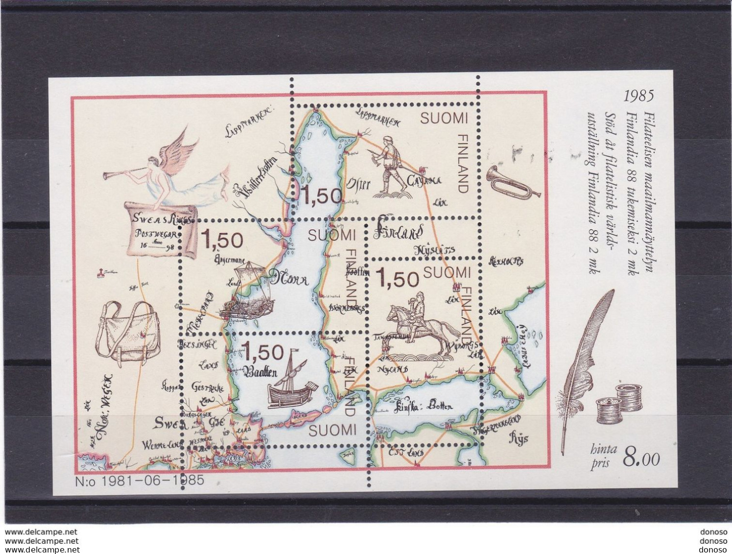 FINLANDE 1985 Transport Du Courrier, Cheval, Bateaux BF 1, Michel Block 1 NEUF** MNH Cote 16,50 Euros - Unused Stamps