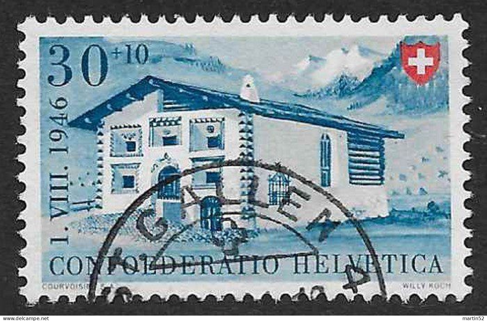 Schweiz Suisse Pro Patria 1946: Engadiner-Haus Zu WII 33 Mi 474 Yv 431 Mit Halbmond-Stempel Von ST.GALLEN (Zu CHF 23.00) - Used Stamps