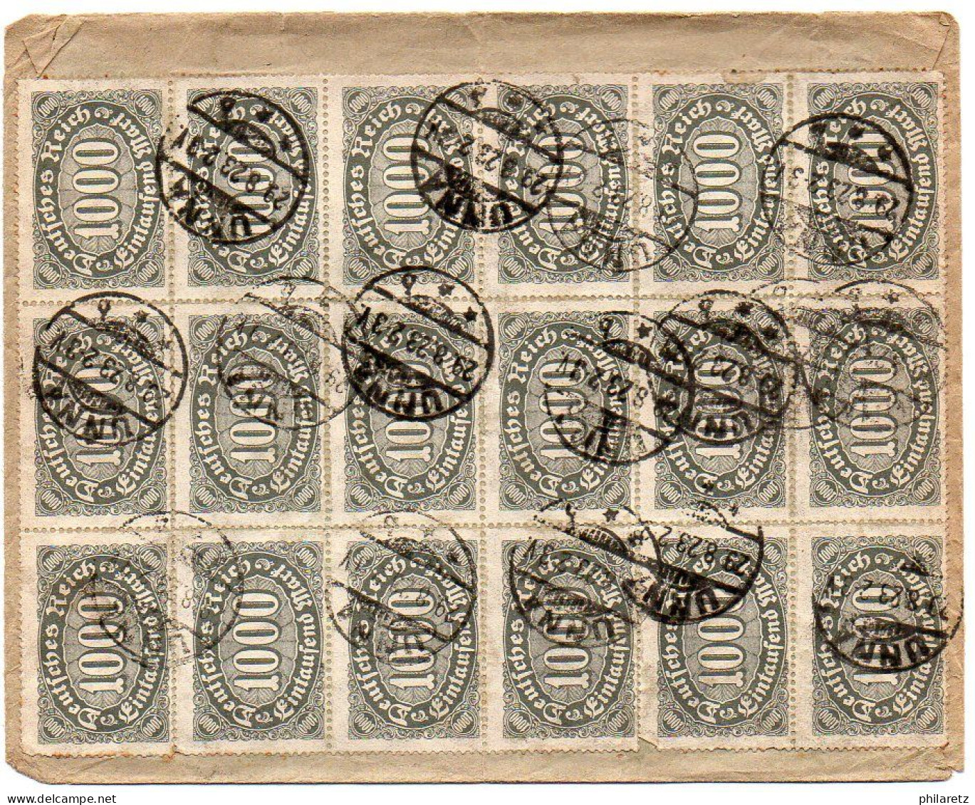 Allemagne - Timbre 1000 Marks X20 Sur Lettre Intérieure Du 29.8.23 - Storia Postale