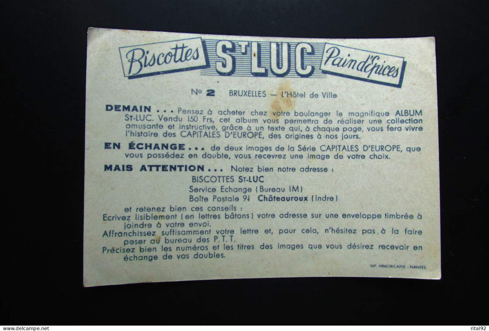 Chromo/image "Biscottes - Pain D'épices St LUC" - Série Album : Grandes Capitales D' EUROPE - Albums & Katalogus