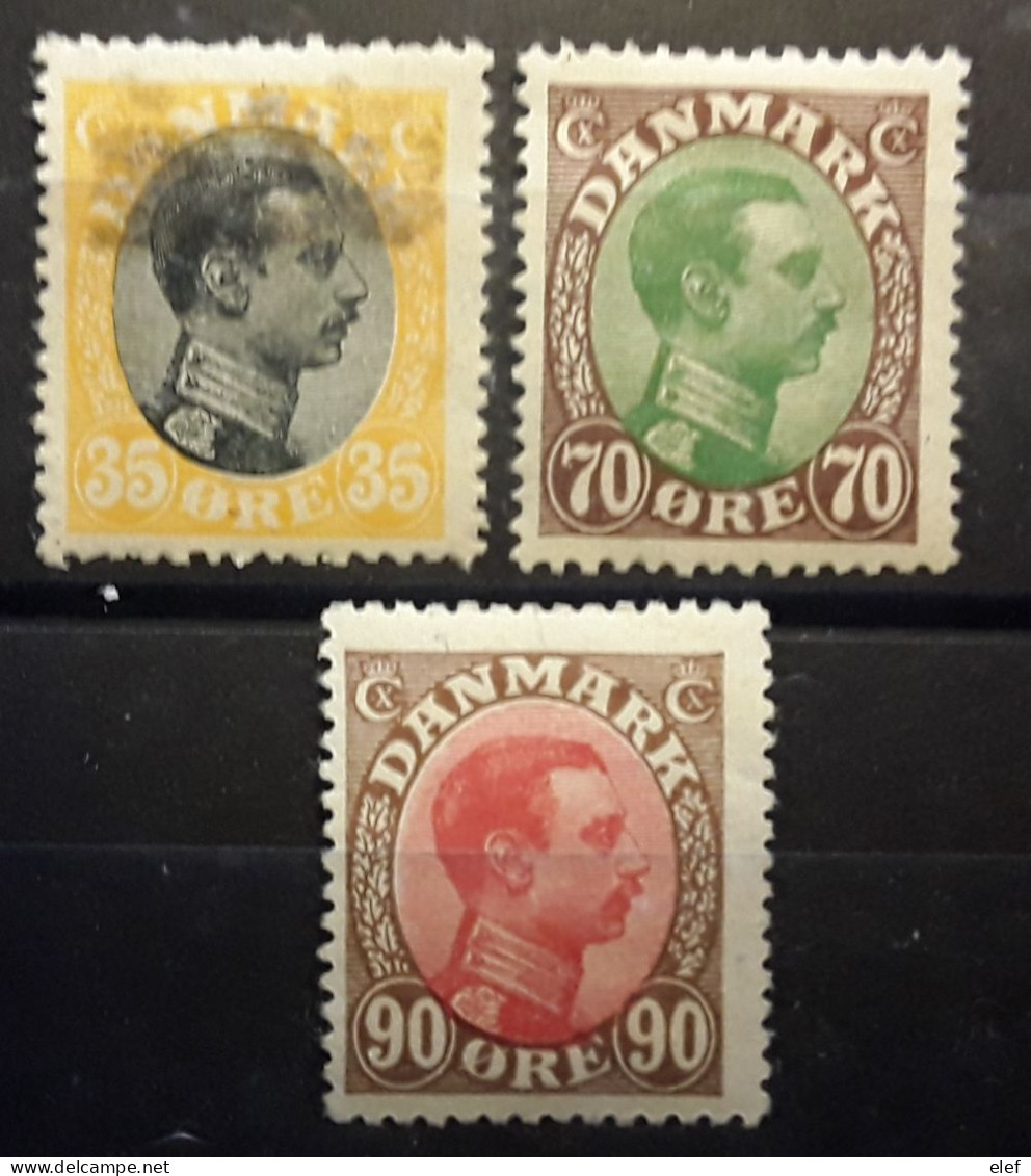 DANMARK DANEMARK 1919 - 1920 , Christian X,  3 Timbres Yvert 110,114,115 ,  Neufs * MH BTB - Ungebraucht