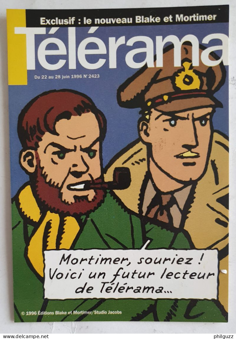 CARTE POSTALE PUBLICITAIRE TELERAMA - STUDIO JACOBS - BLAKE ET MORTIMER - 1996 (2) - Comicfiguren