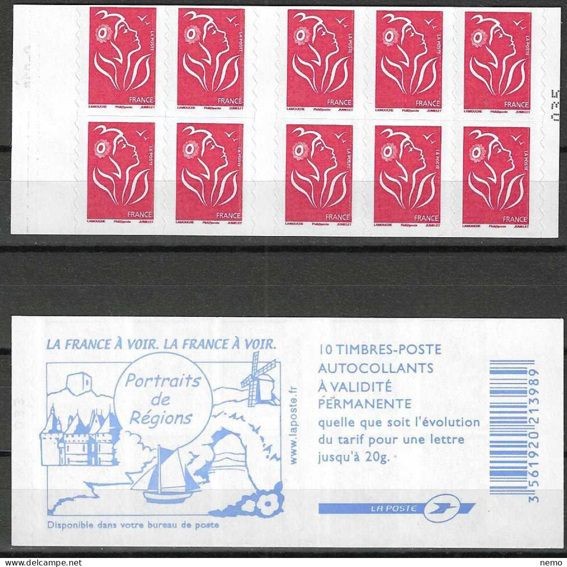 3744A-C4 CARNET  MARIANNE DE LAMOUCHE Phil@poste - Modernes : 1959-...