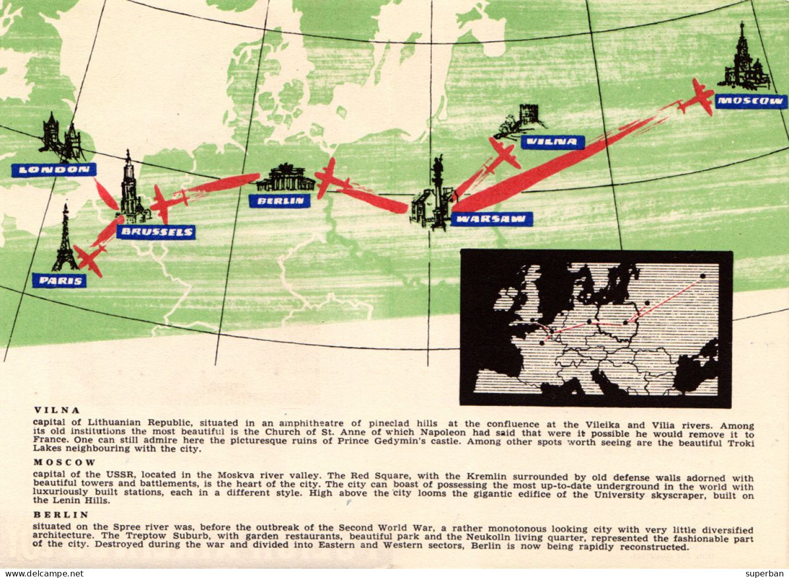 AVIATION CIVILE : ROUTE MAP / CARTE De ROUTE : POLISH AIRLINES LOT / ADVERTISING LEAFLET / DÉPLIANT ~ 1955 - '65 (an604) - 1946-....: Ere Moderne