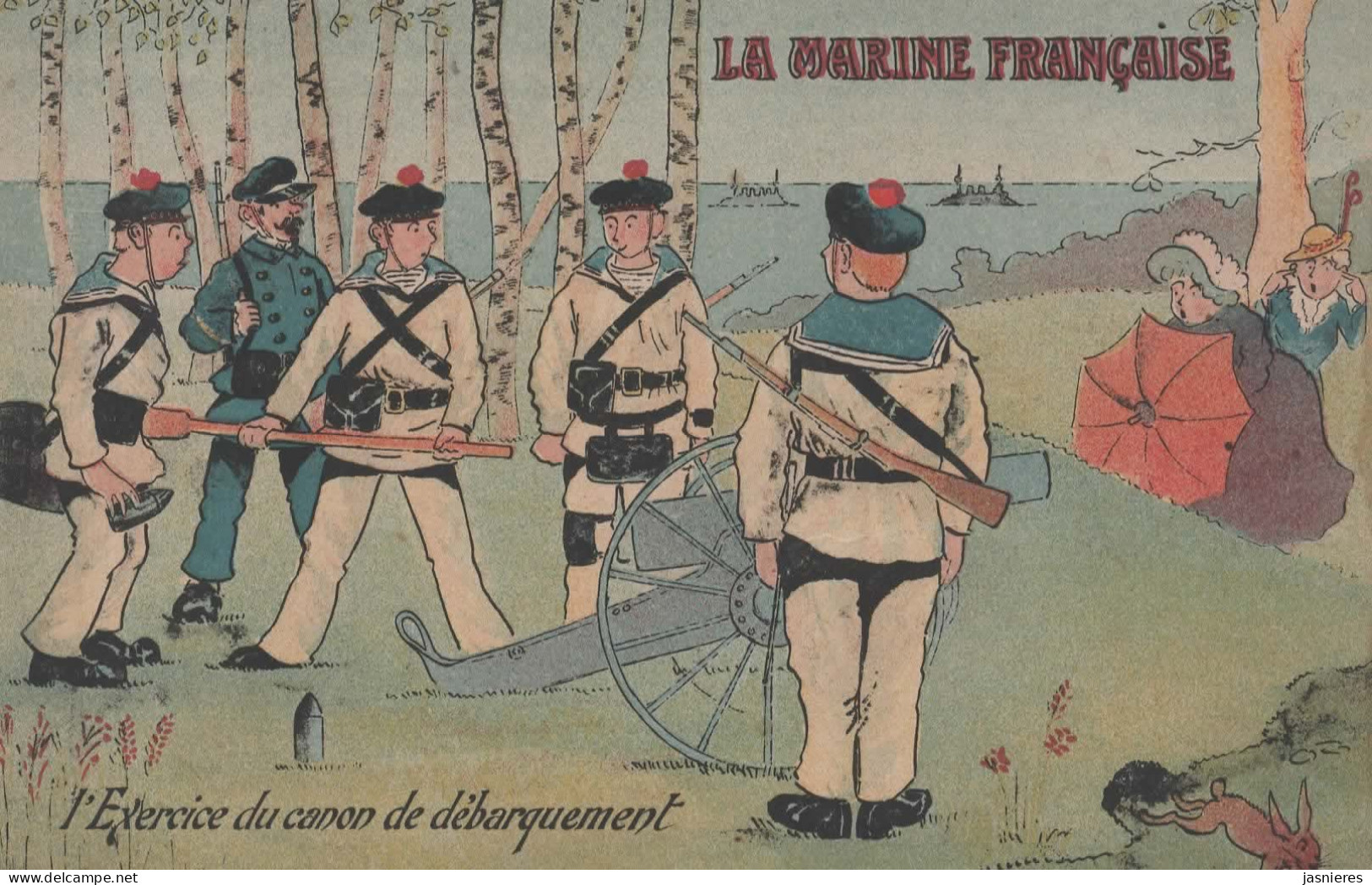 CPA La Marine Française - Marins - N°10 - L'exercice Du Canon De Débarquement - 1917 - Umoristiche