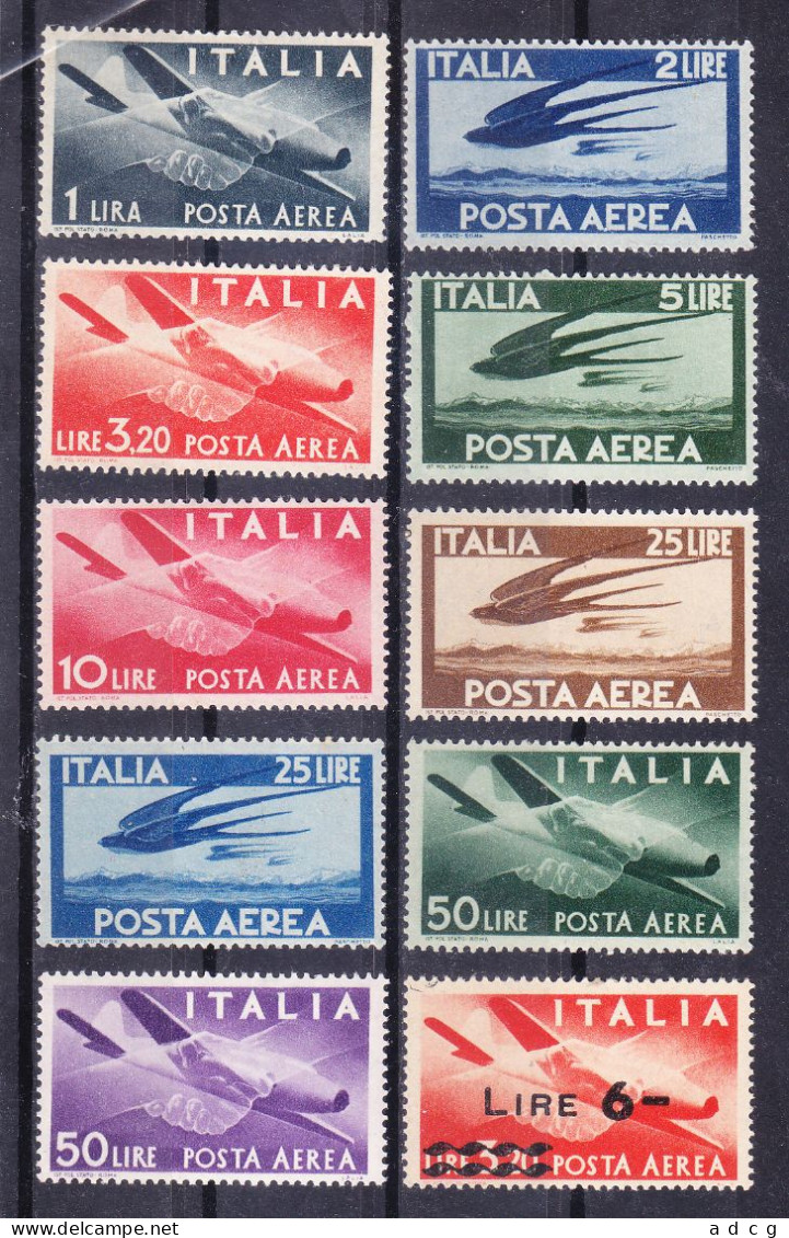 1946 DEMOCRATICA AEREA Serie Quasi Completa NUOVO Con Gronchino - Poste Aérienne