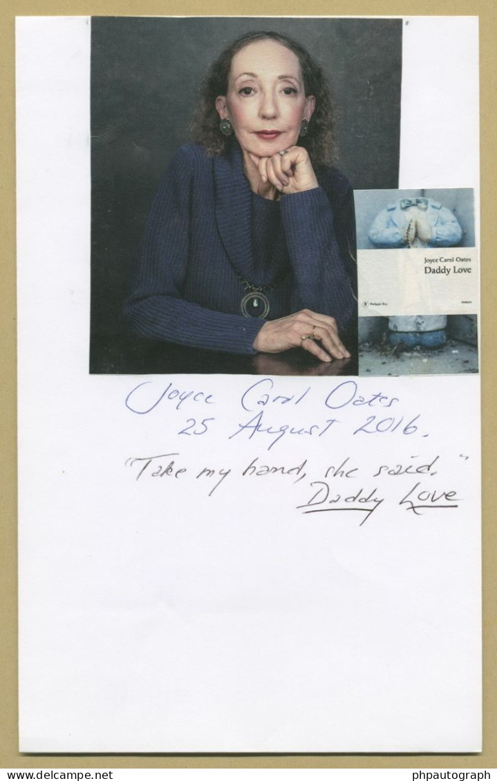 Joyce Carol Oates - American Writer - Rare Signed Card + Photo - New York 2016 - Schrijvers