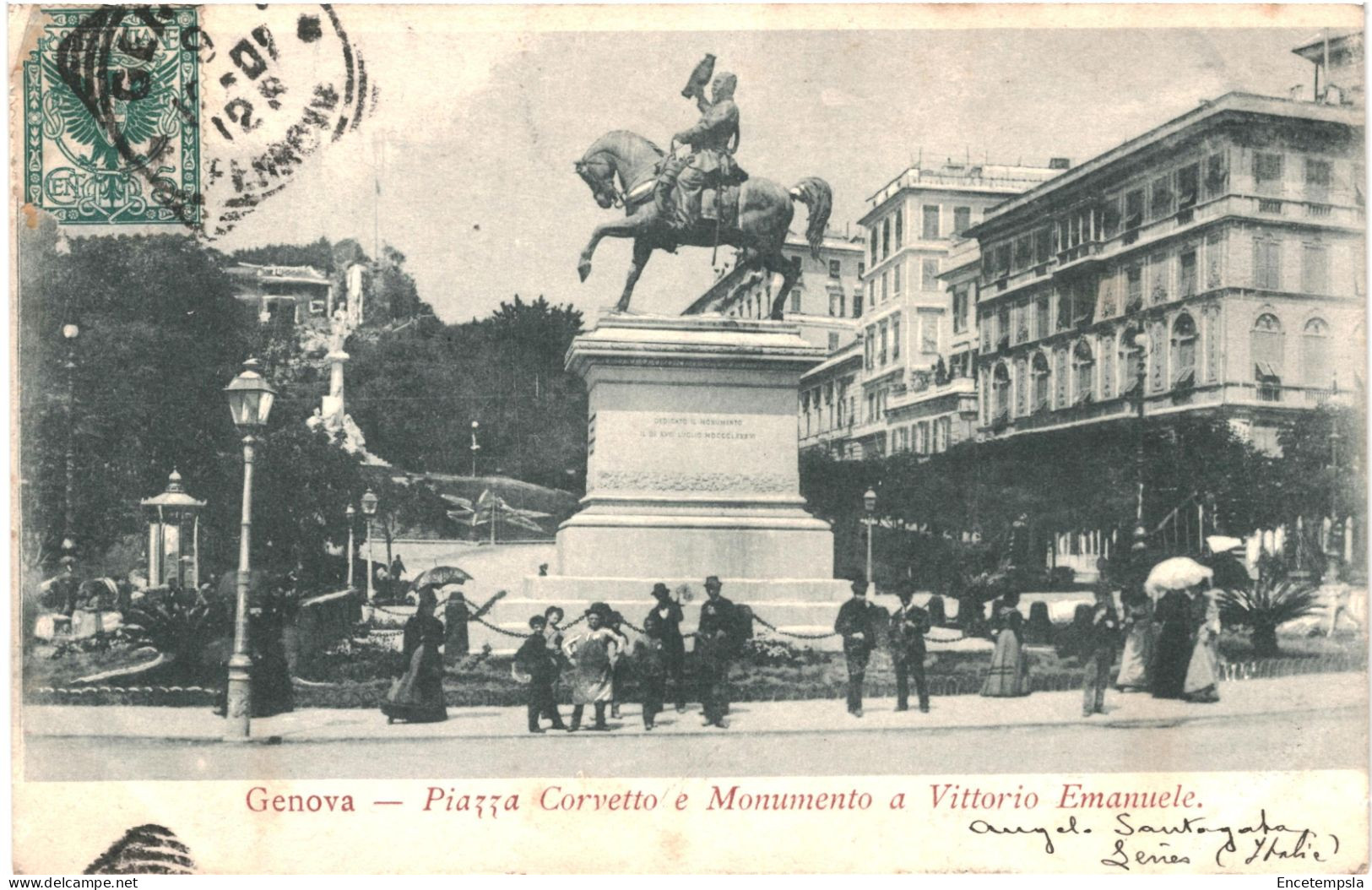 CPA Carte Postale Italie Genova Piazza Corvetto E Monumento A Vittorio Emanuele 1902  VM80080 - Genova