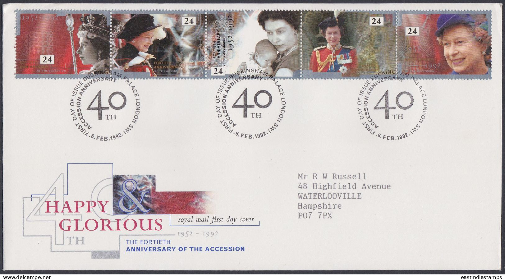 GB Great Britain 1992 FDC Queen Elizabeth II, Royal, Royalty, Pictorial Postmark, First Day Cover - Brieven En Documenten