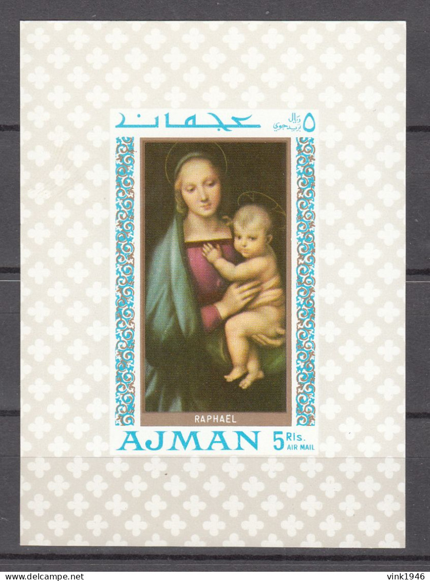 Ajman,1V In Block,Madonna,Raphael,MNH/Postfris(L4476) - Madonnas