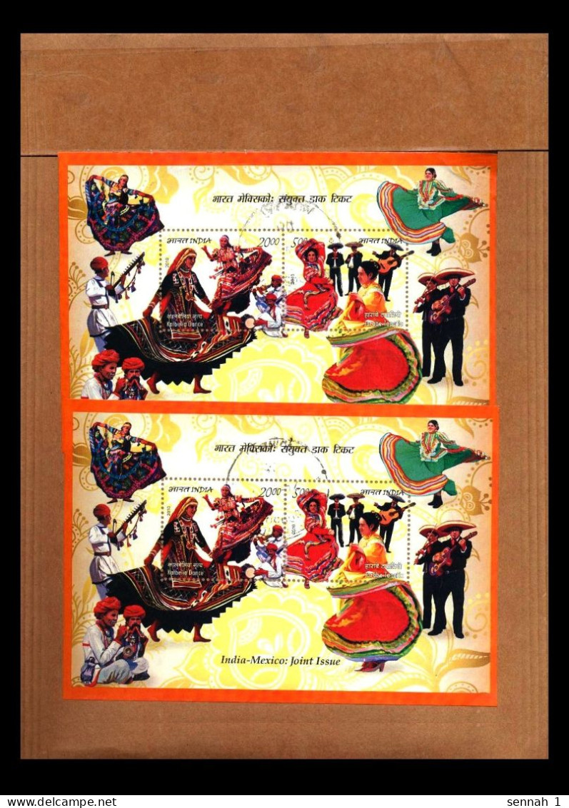 Indien / India: 'Kalbelia [Indian Dance] & Jarabe Tapatío [Mexican Dance], 2010', Mi. BL89; Sc. 2474a; SG MS2776 MeF - Usados