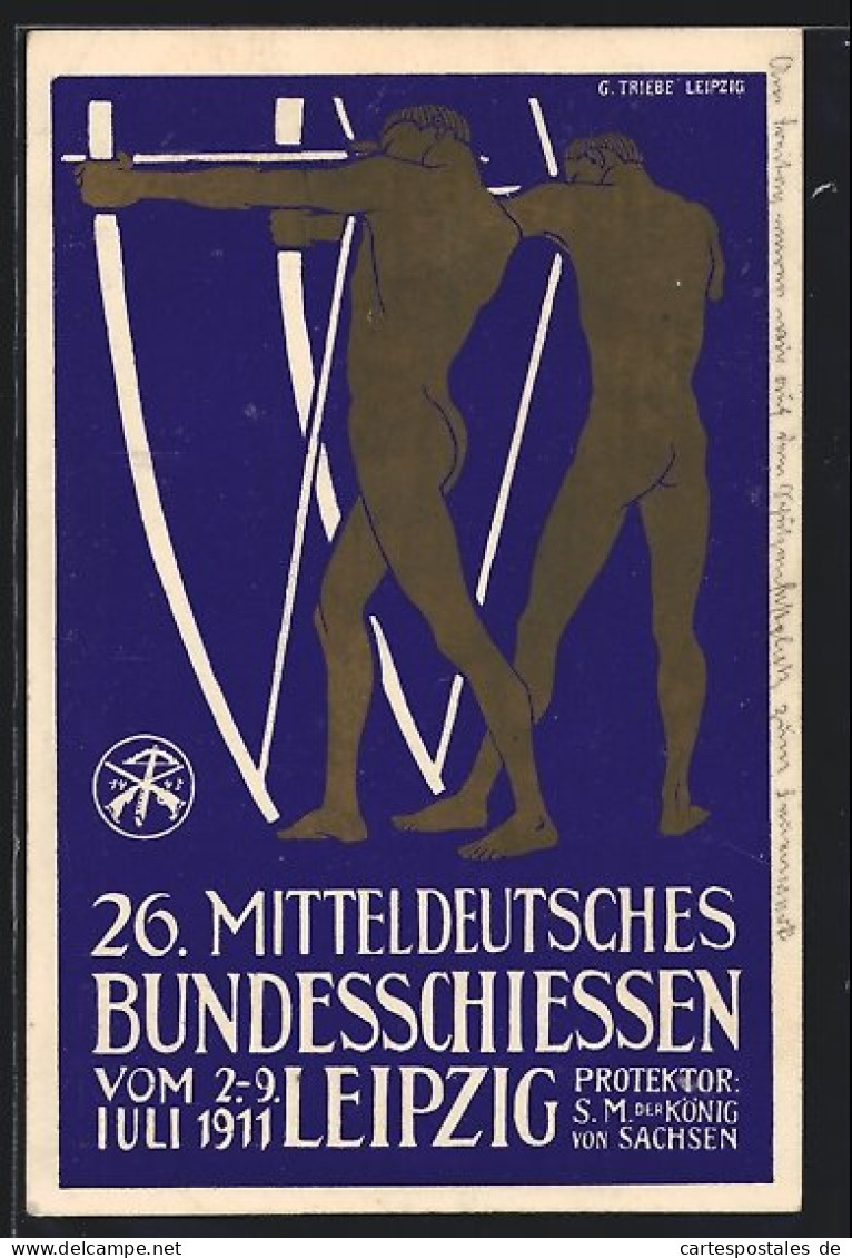 Künstler-AK Ganzsache PP27C134: Leipzig, 26. Mitteldeutsches Bundesschiessen 1911  - Hunting