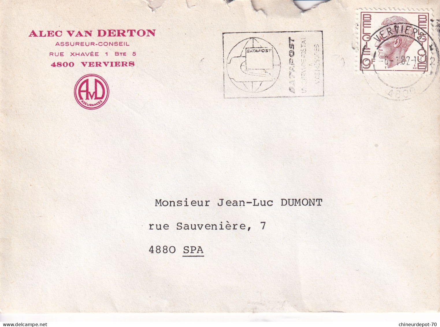 Alec Van Derton Assureur- Conseil  Verviers Belgique - Briefe