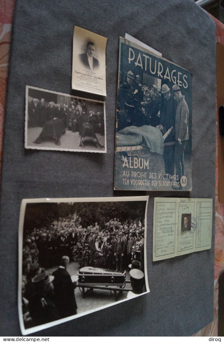 Important Lot,Photos,indentité,décès,revue,mine,mineurs,accident à Paturage,1934,48 Pages,27,5 Cm./22 Cm. - Historical Documents