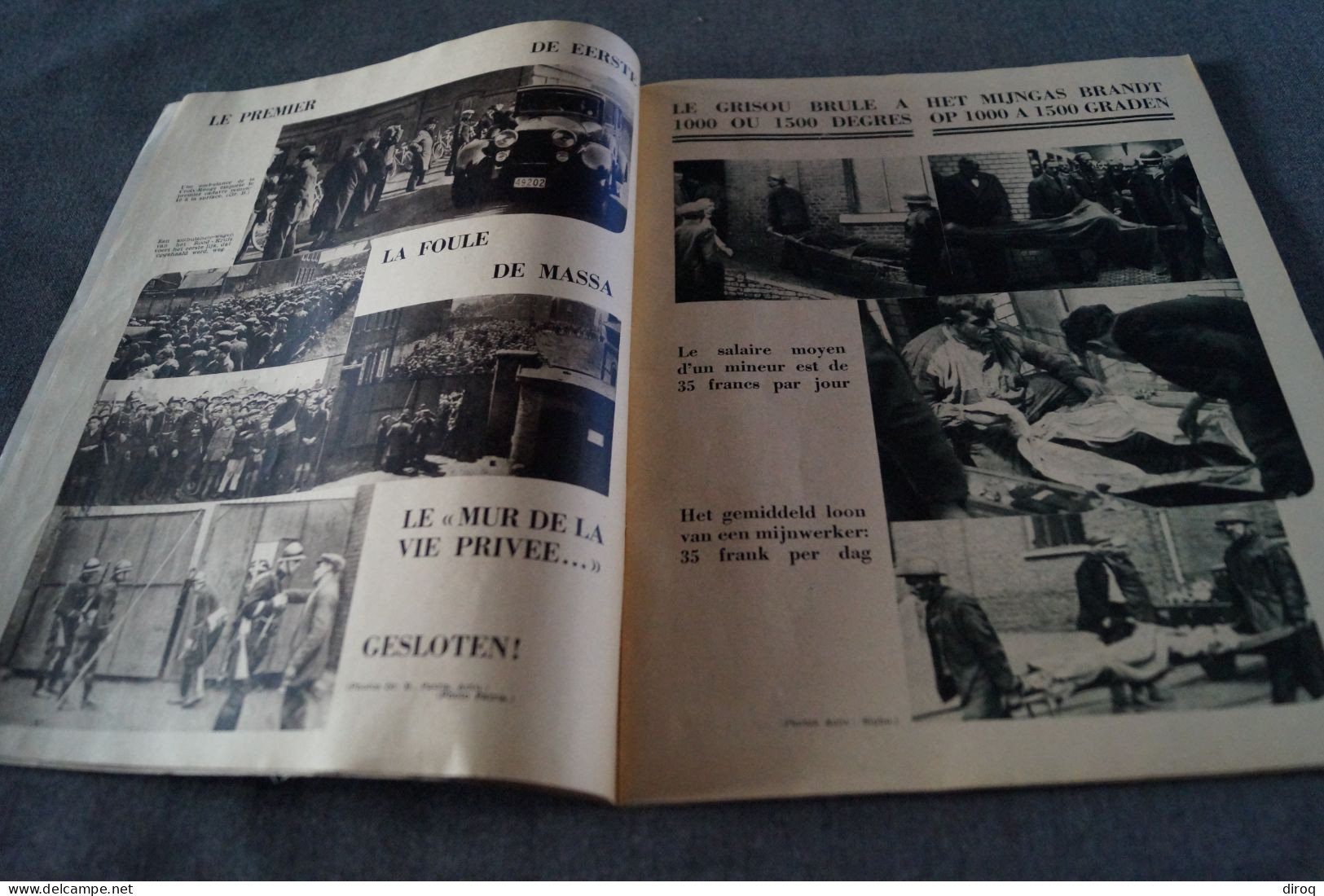 important lot,Photos,indentité,décès,revue,mine,mineurs,accident à Paturage,1934,48 pages,27,5 Cm./22 Cm.