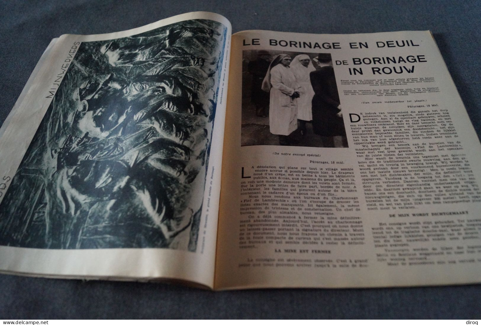 important lot,Photos,indentité,décès,revue,mine,mineurs,accident à Paturage,1934,48 pages,27,5 Cm./22 Cm.
