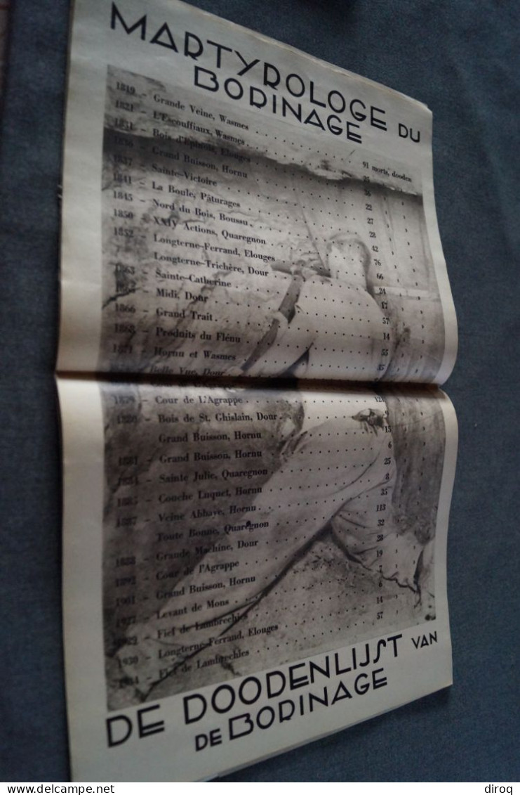 important lot,Photos,indentité,décès,revue,mine,mineurs,accident à Paturage,1934,48 pages,27,5 Cm./22 Cm.