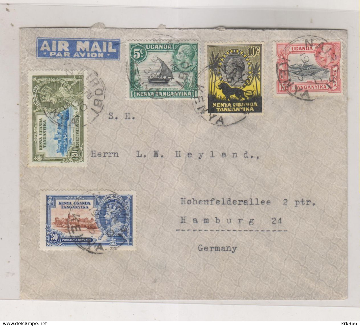 KENYA UGANDA TANGANYKA NAIROBI 1935 Airmail Cover  To Germany - Kenya, Uganda & Tanganyika