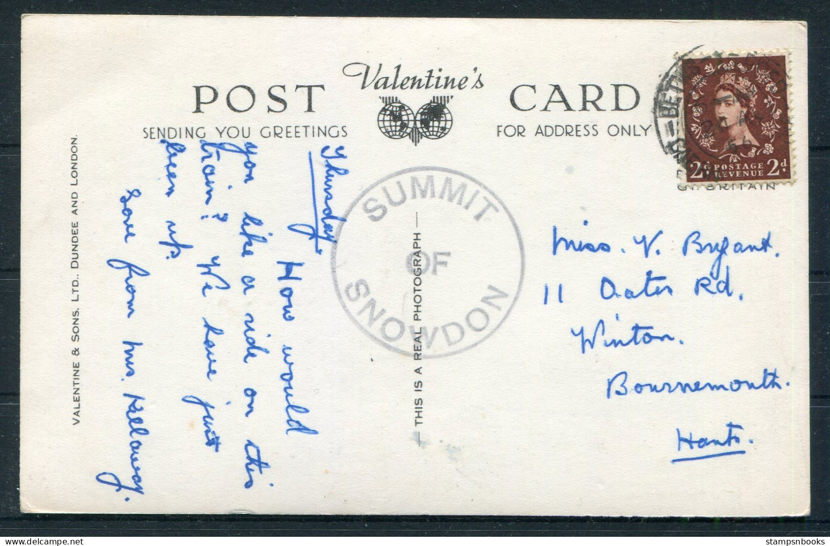 GB Wales X 2 "Summit Of Snowdon" Cachet Postcards - Lettres & Documents