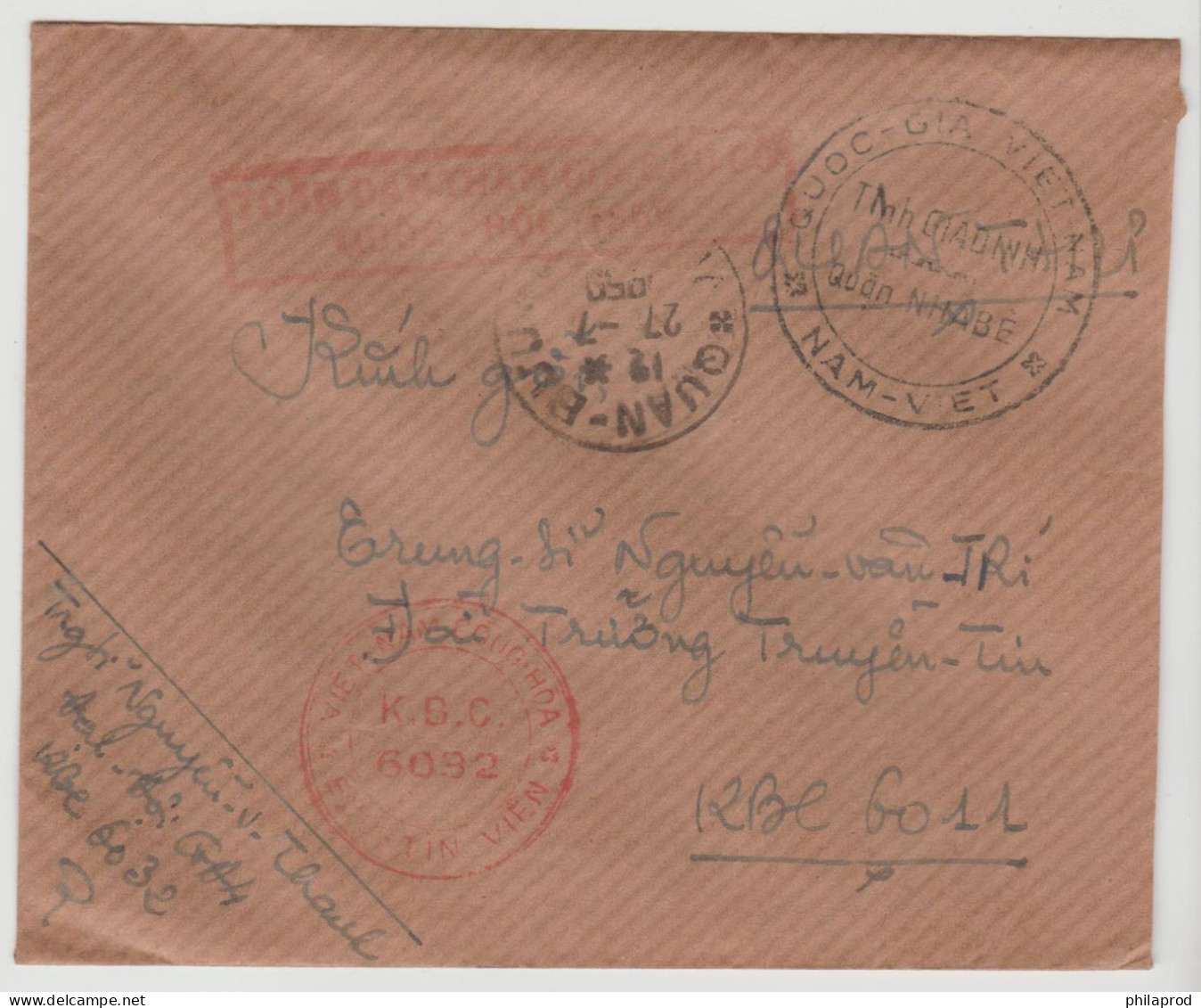 S.VIETNAM  MILITARY COVER From QUAN BUU 27/07/1959 With Slogan TOAN DAN THAM GIA BAU CU QUOC HOI 1959  VF - Vietnam