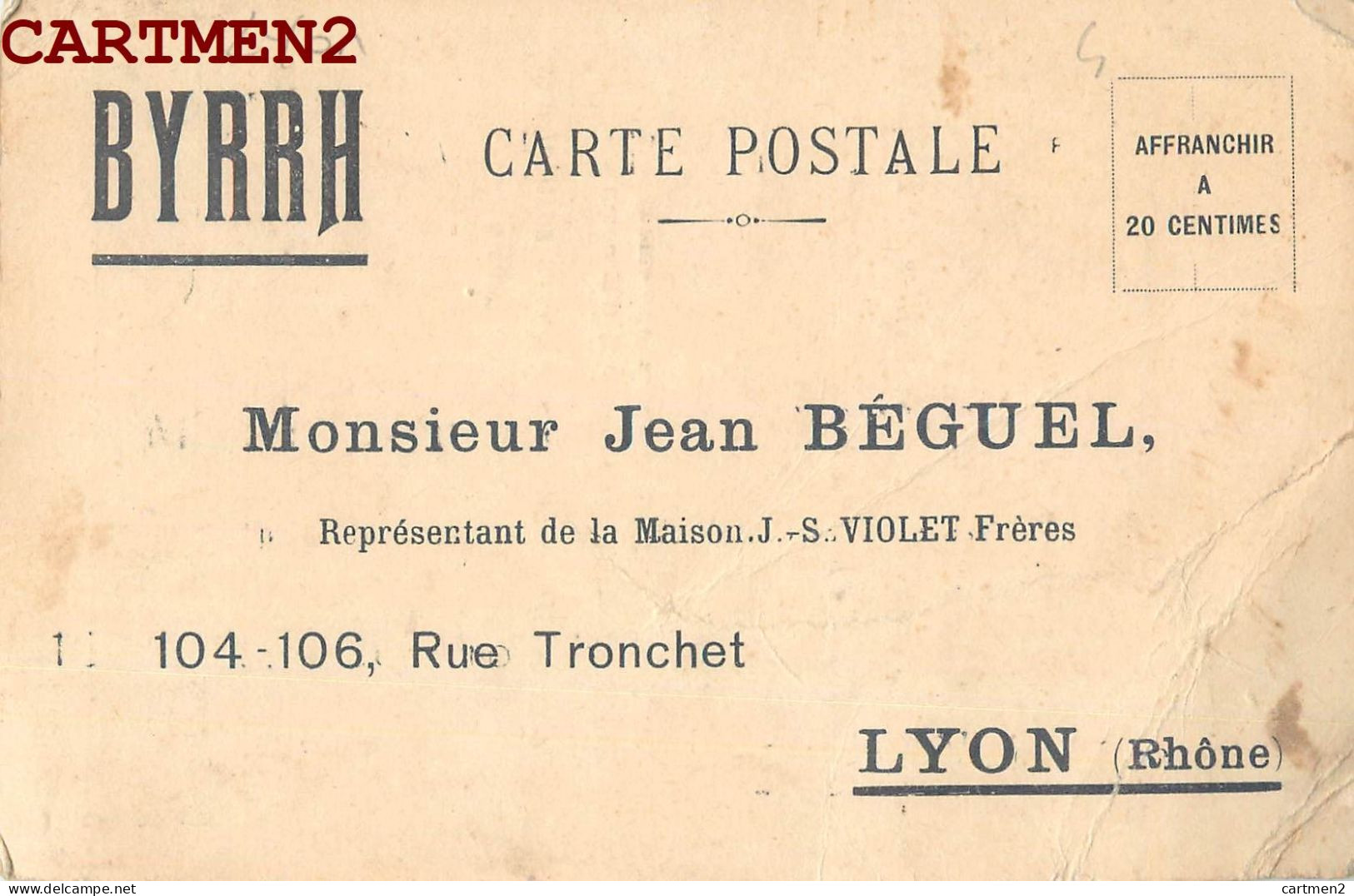 LYON RUE TRONCHET. MAISON J-S. VIOLET FRERES. BYRRH. PUBLICITE - Autres & Non Classés