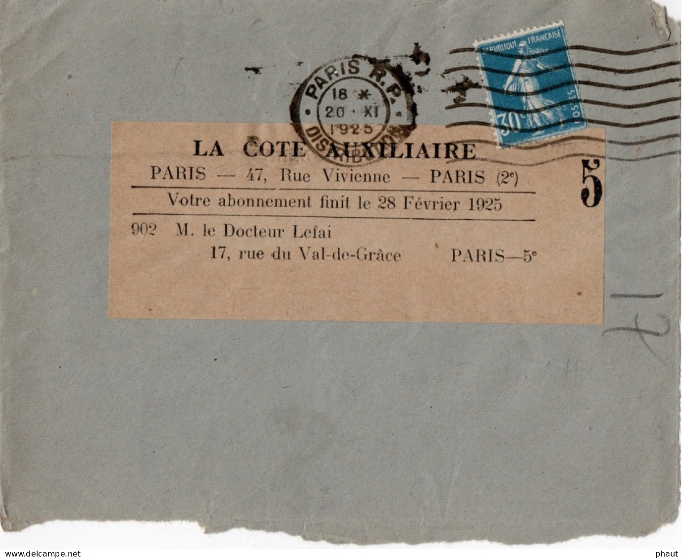 192IIA Semeuse ROULETTE Sur DEVANT De Bande Journal - 1877-1920: Période Semi Moderne