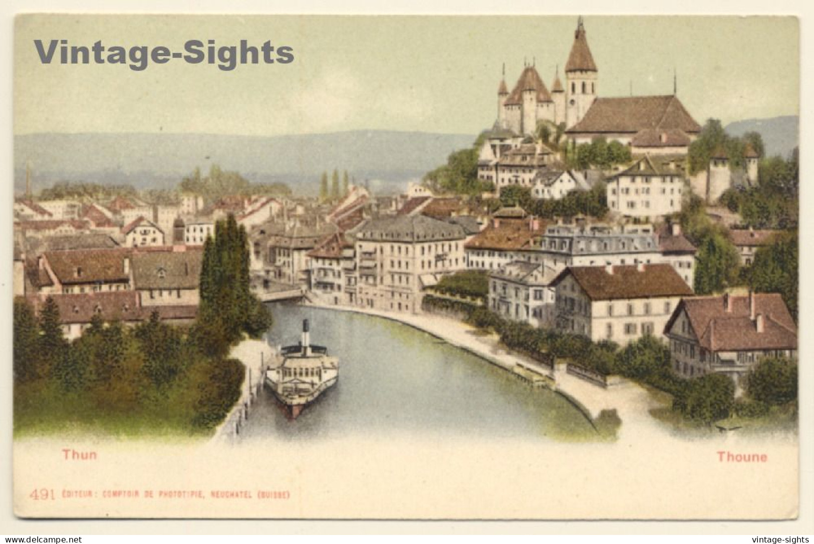 Thun / Switzerland: Teilansicht & Schloss (Vintage PC 1900s) - Thun
