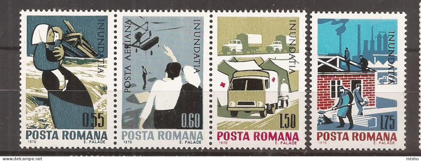Romania - 1970 - INUNDATIA I, SERIE, Nestampilat - Altri & Non Classificati