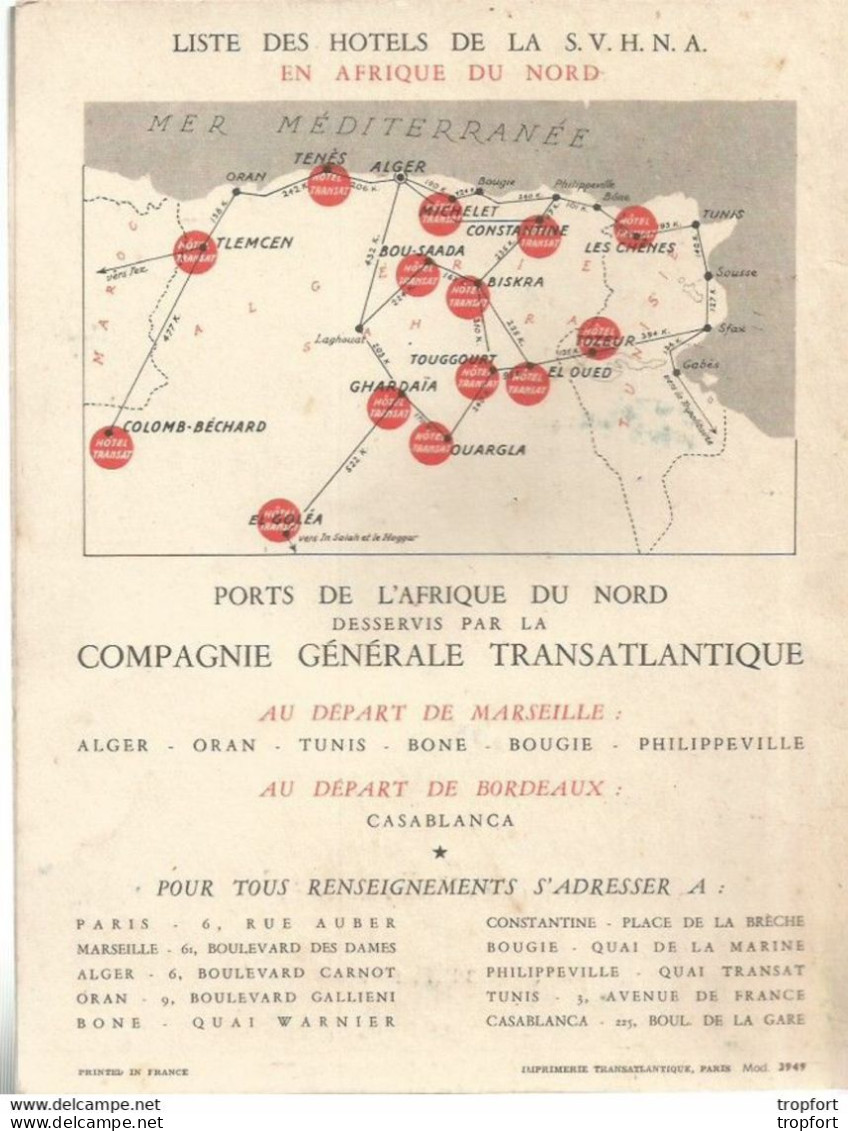 PP / MENU Transatlantique EL OUED ALGER TUNIS ORAN Paquebot Ville D'ORAN 1956 MENU - Menus