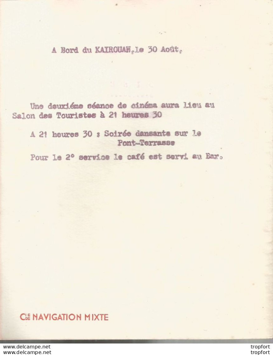 PZ / FEUILLET Menu BATEAU KAIROUAN Navigation Mixte ROUX Couverture PEYNET - Menu