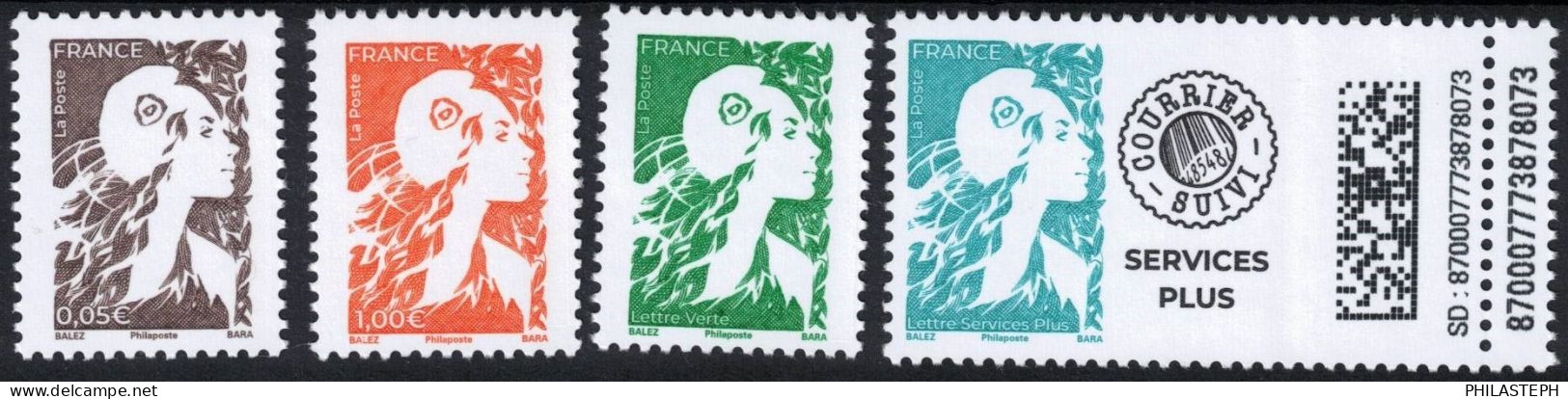 2024 -  Marianne L'Engagée SURCHARGEES (date émission/retrait) 1€ - LV - International - LSP - YT 5759/62 - Neuf ** - Unused Stamps