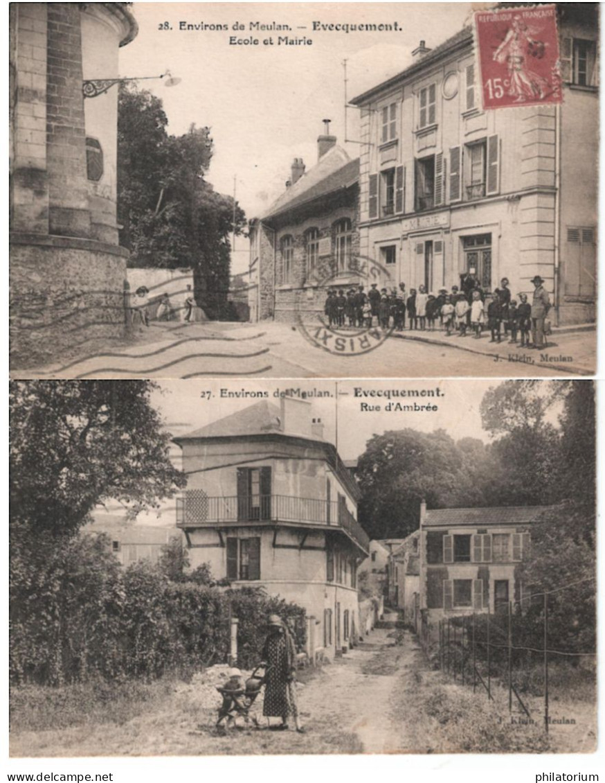 78  EVECQUEMONT   Rue  D'Ambrée + Ecole Et Mairie (environs De Meulan) - Autres & Non Classés