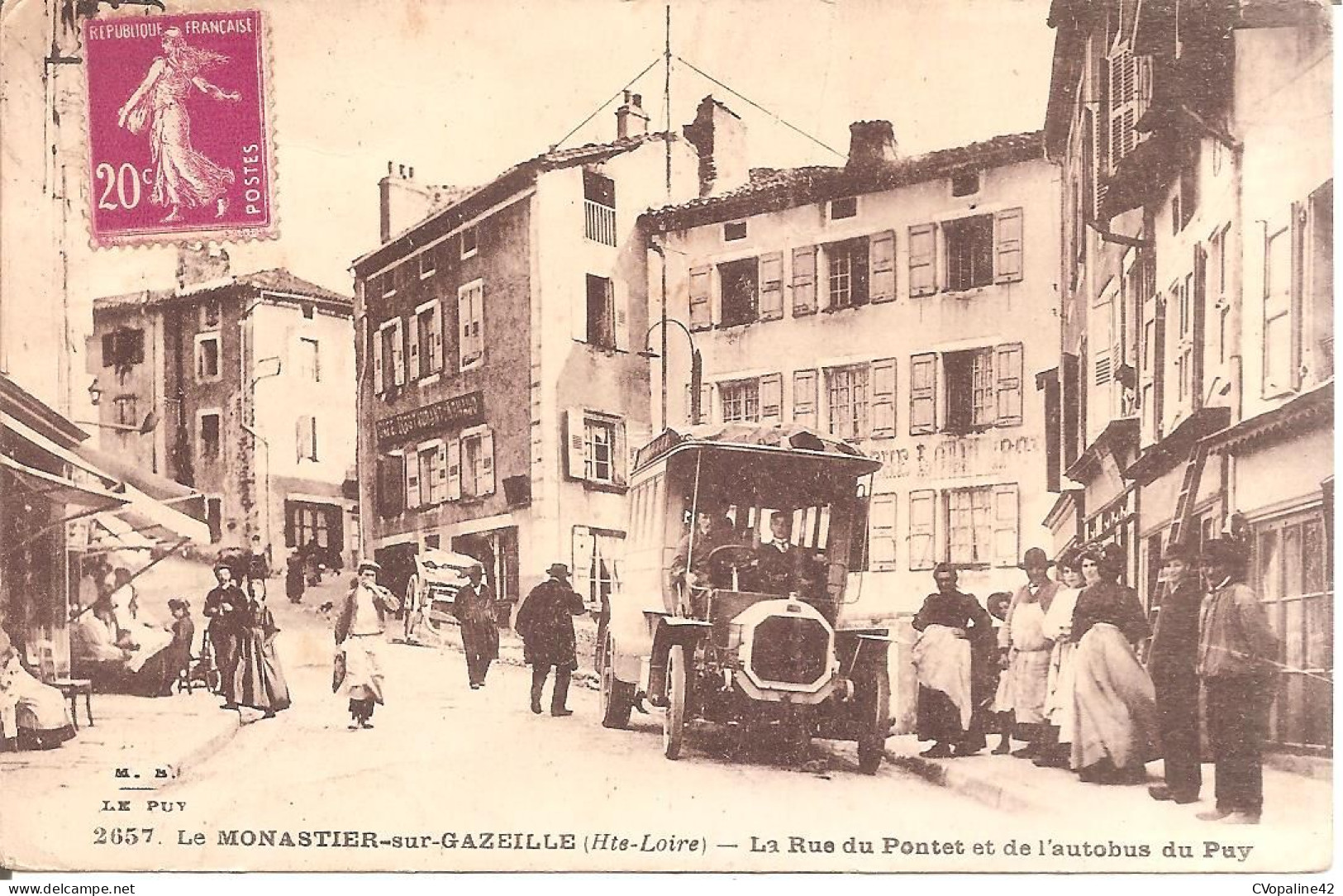 LE MONASTIER-sur-GAZEILLE (43) La Rue Du Pontet Et De L'Autobus Du Puy (beau Plan D'AUTOBUS) - Andere & Zonder Classificatie