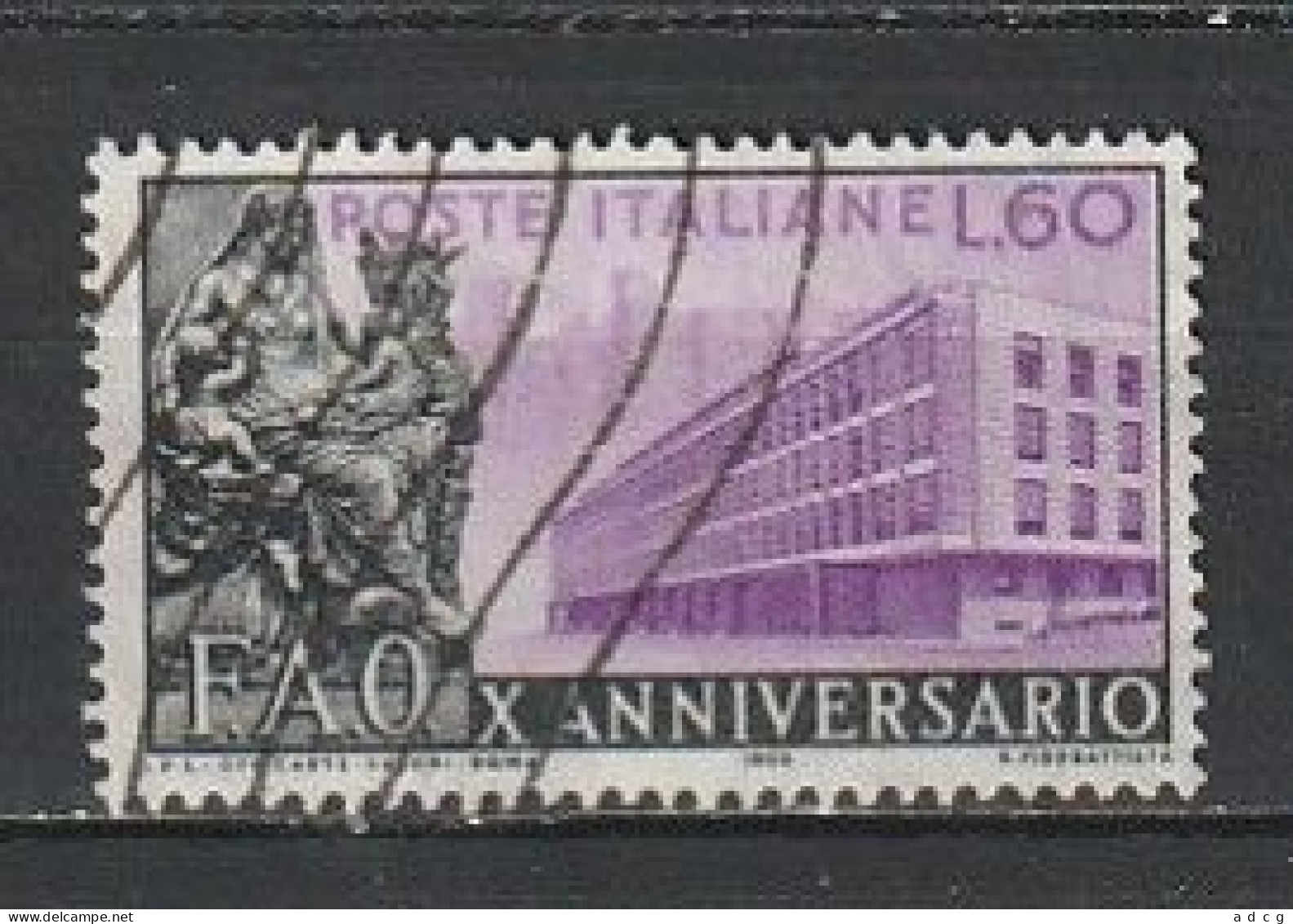 1955  FAO X Anniversario 60 Lire  USATO - 1946-60: Usati