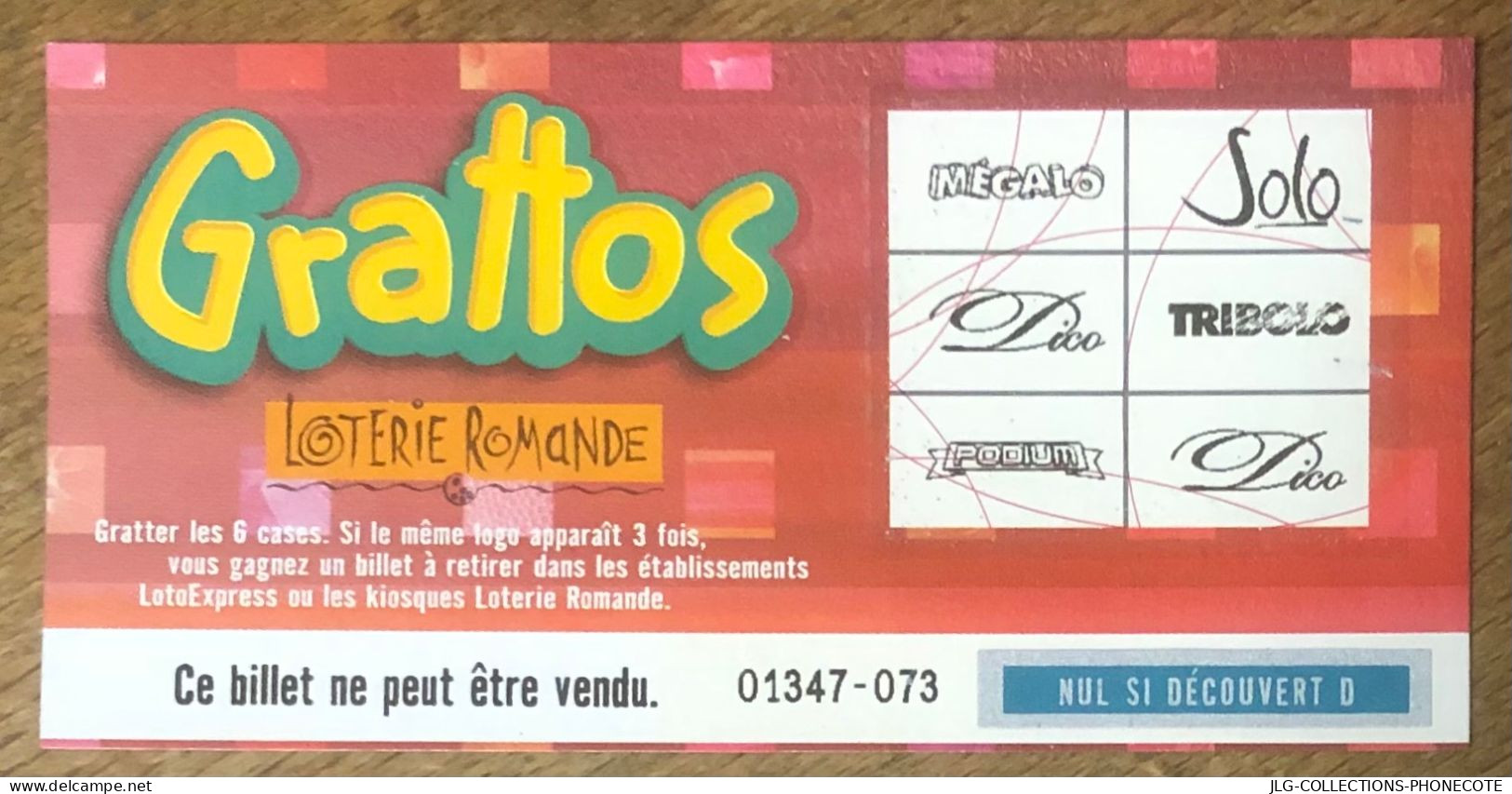 SUISSE LOTERIE ROMANDE BILLET TICKET DE JEUX GRATTOS DU DÉBUT DES ANNÉES 2000 PAS FDJ PAPIER MONNAIE - Billetes De Lotería