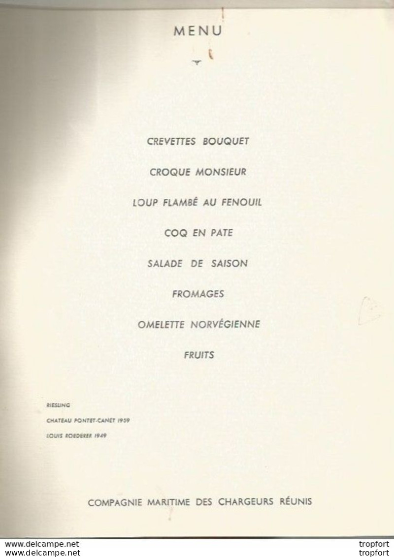 CE / Vintage / Old Menu Boat Program / Menu 15 Janvier 1965 Déjeuner Départ Bateau FOUCAULD / MARQUET Seine à Poissy - Menükarten