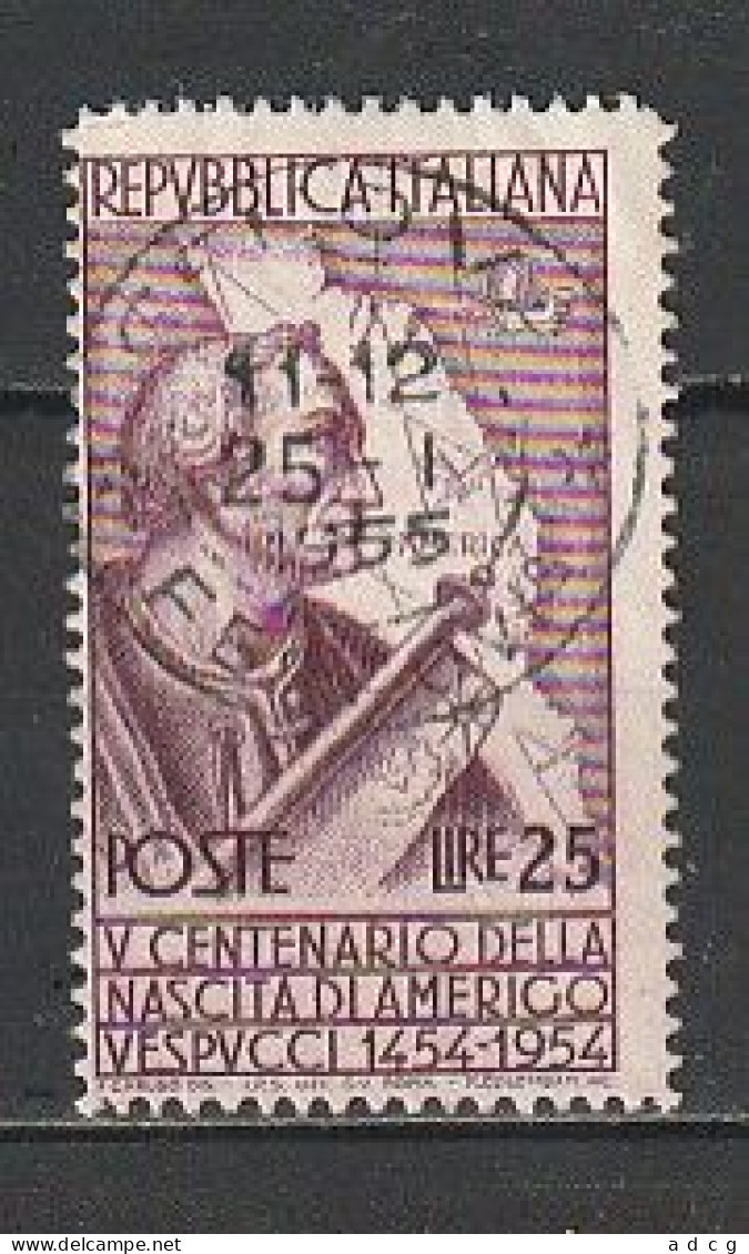 1954  VESPUCCI  25 Lire  USATO - 1946-60: Oblitérés