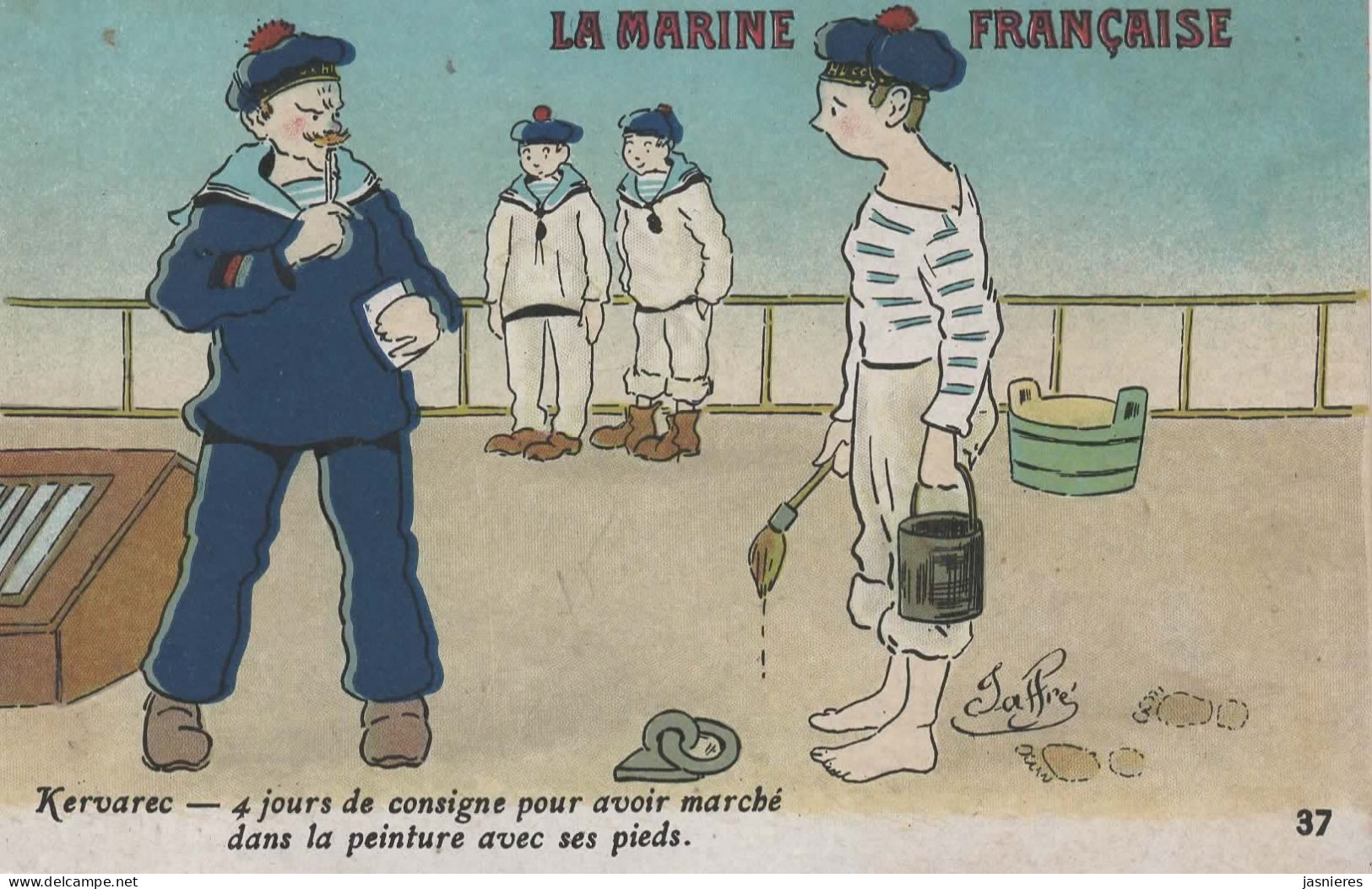 CPA La Marine Française - Marins - N°37 - Kervarec, 4 Jours De Consigne Pour Avoir Marché Dans La Peinture ..... - Humor