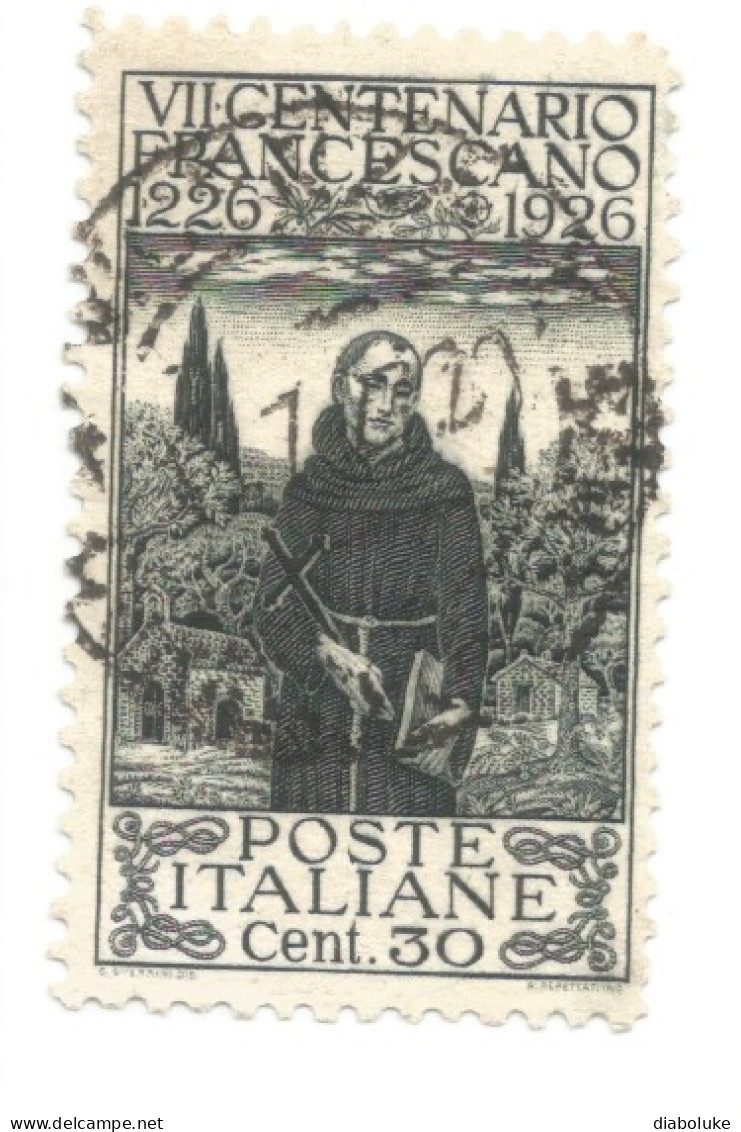 (REGNO D'ITALIA) 1926, MORTE DI SAN FRANCESCO, 30c - Francobollo Usato - Usados