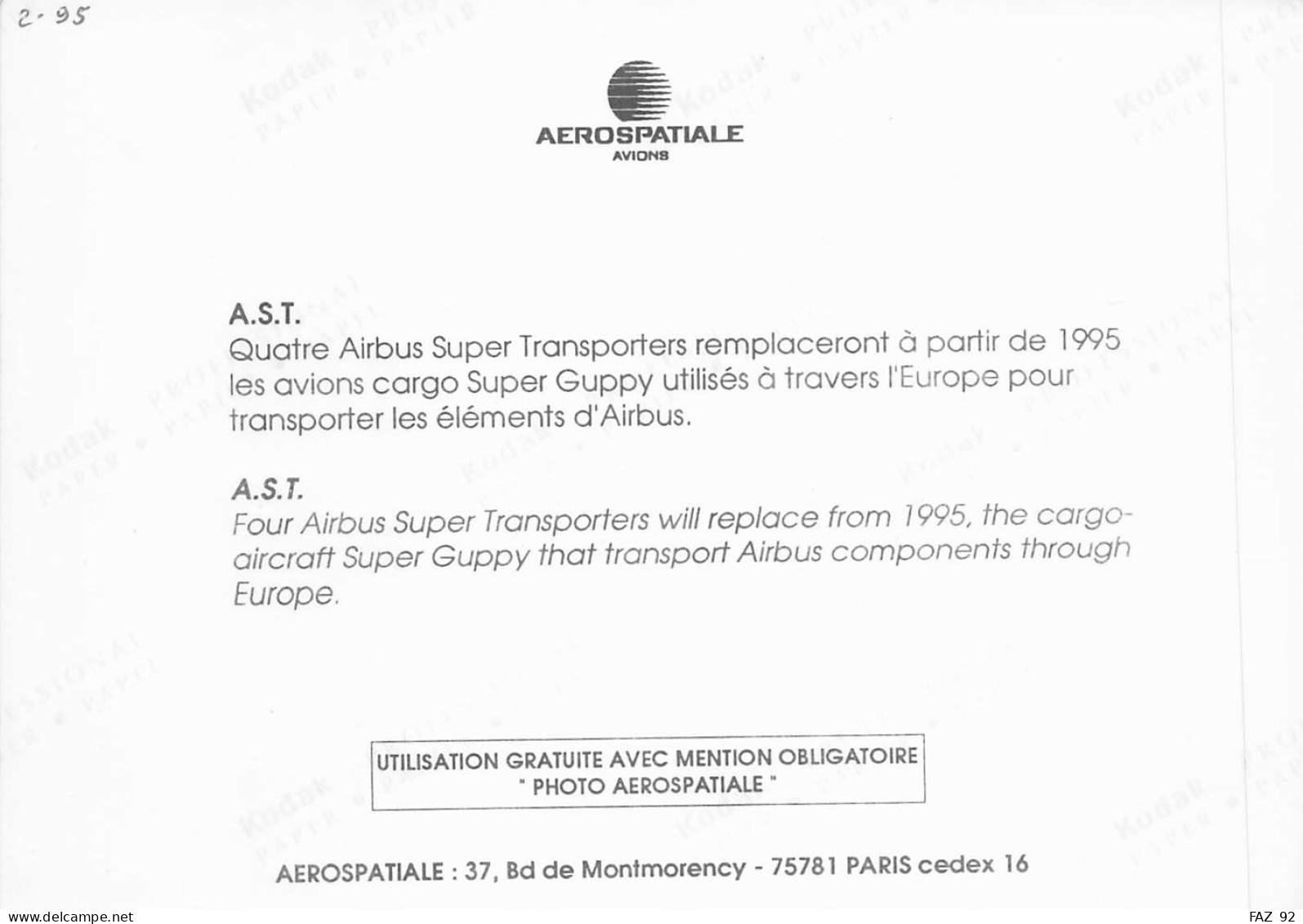 Airbus A.S.T. Super Transporters - +/- 180 X 130 Mm. - Photo Presse Originale - Aviation