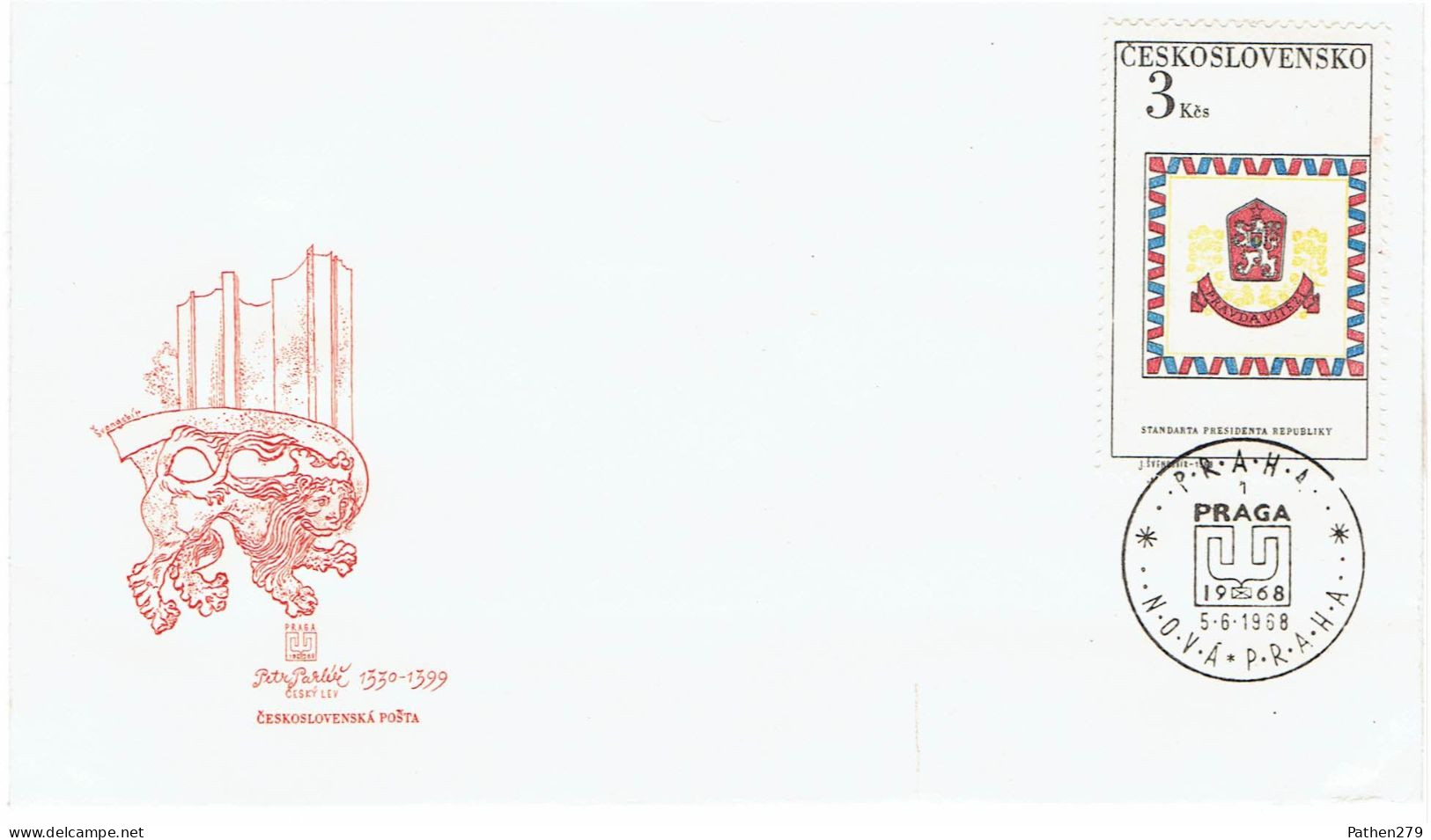 Enveloppe FDC 1er Jour Etandard Du Président De La République Prague 05-06-1968 - FDC