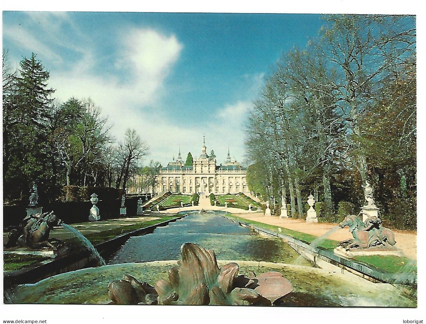 LA FACHADA DEL PALACIO A LOS JARDINES DESDE LO ALTO DE LA CASCADA.-  GRANJA DE SAN ILDEFONSO.- SEGOVIA.- (ESPAÑA) - Segovia