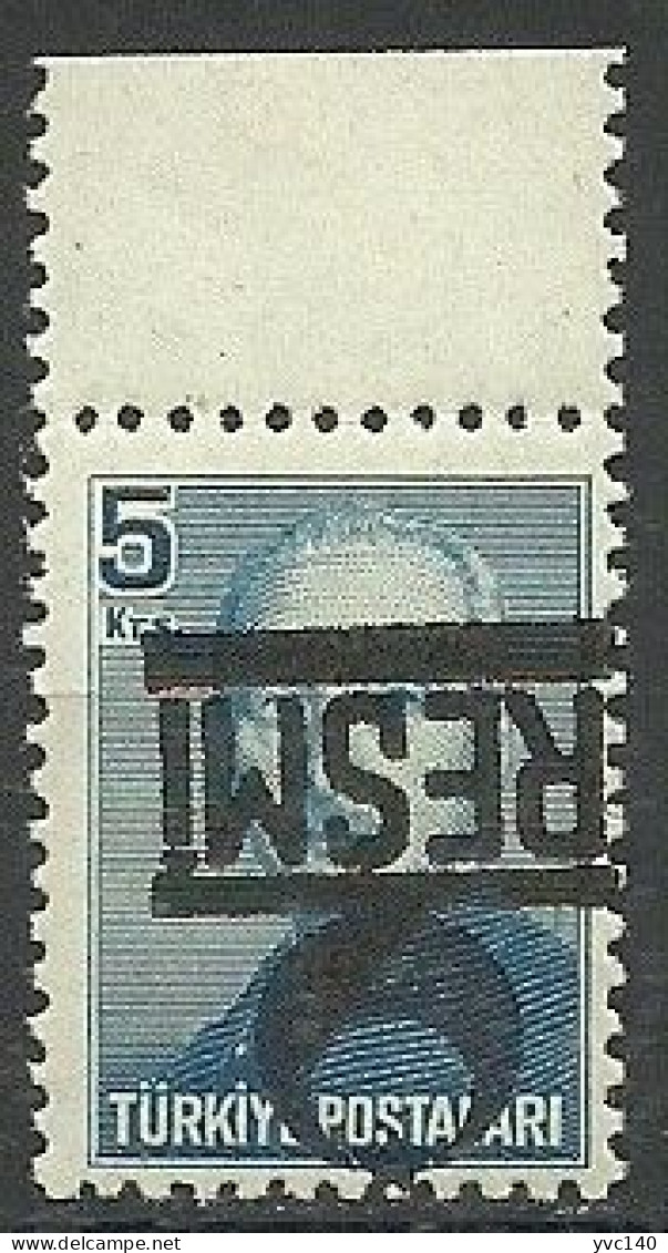 Turkey; 1951 Official Stamp 5 K. ERROR "Inverted Overprint" - Dienstzegels